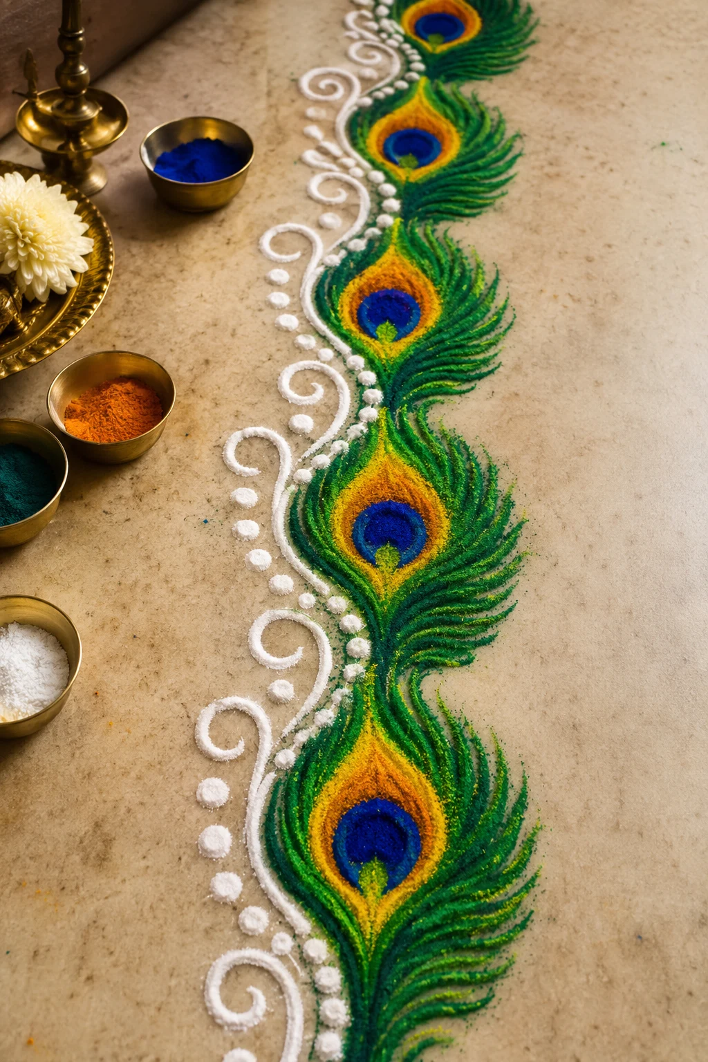 Peacock Feather Border Rangoli Designs — border rangoli designs style outfit