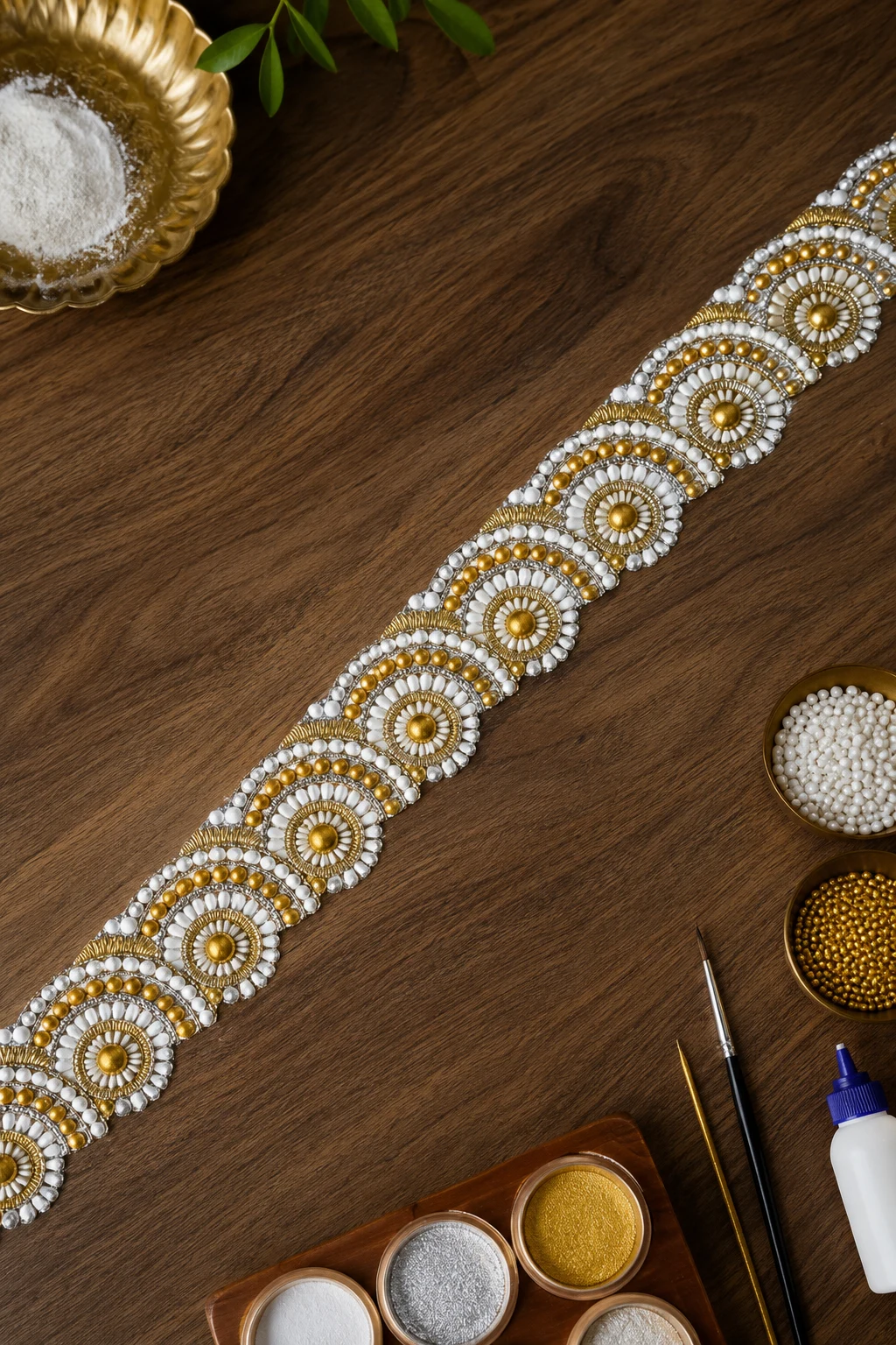 Modern Metallic Edge — border rangoli designs style outfit