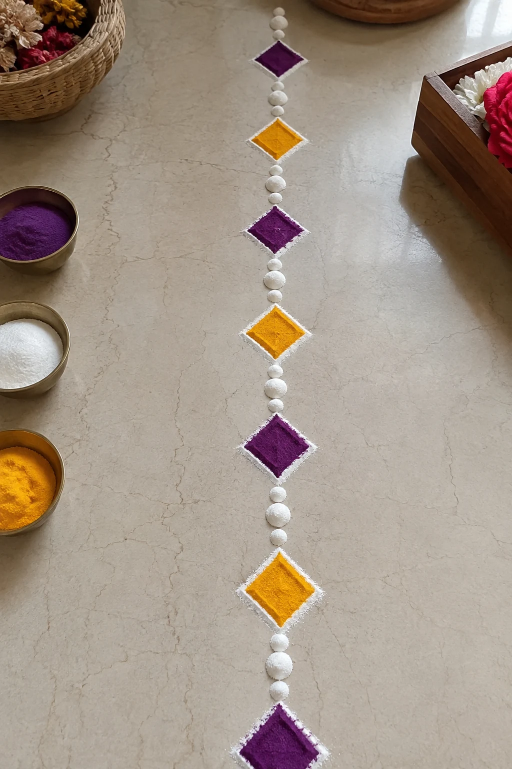 Simple Dot-and-Diamond Border — border rangoli designs style outfit