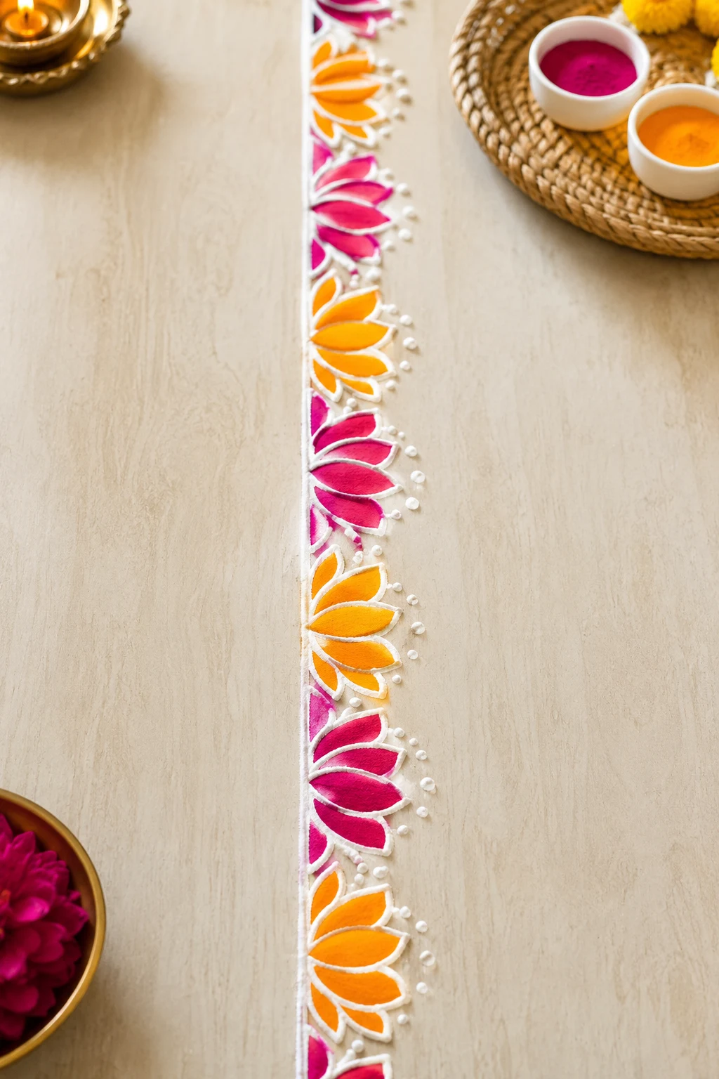 Lotus Petal Edge — border rangoli designs style outfit