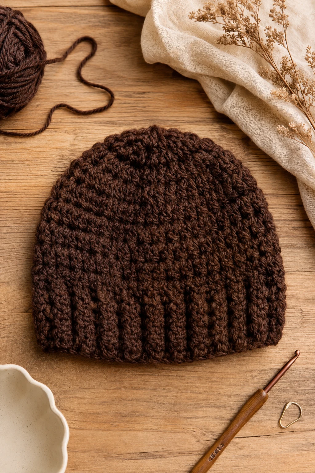 Espresso Crochet Beanie — brown crochet ideas style outfit