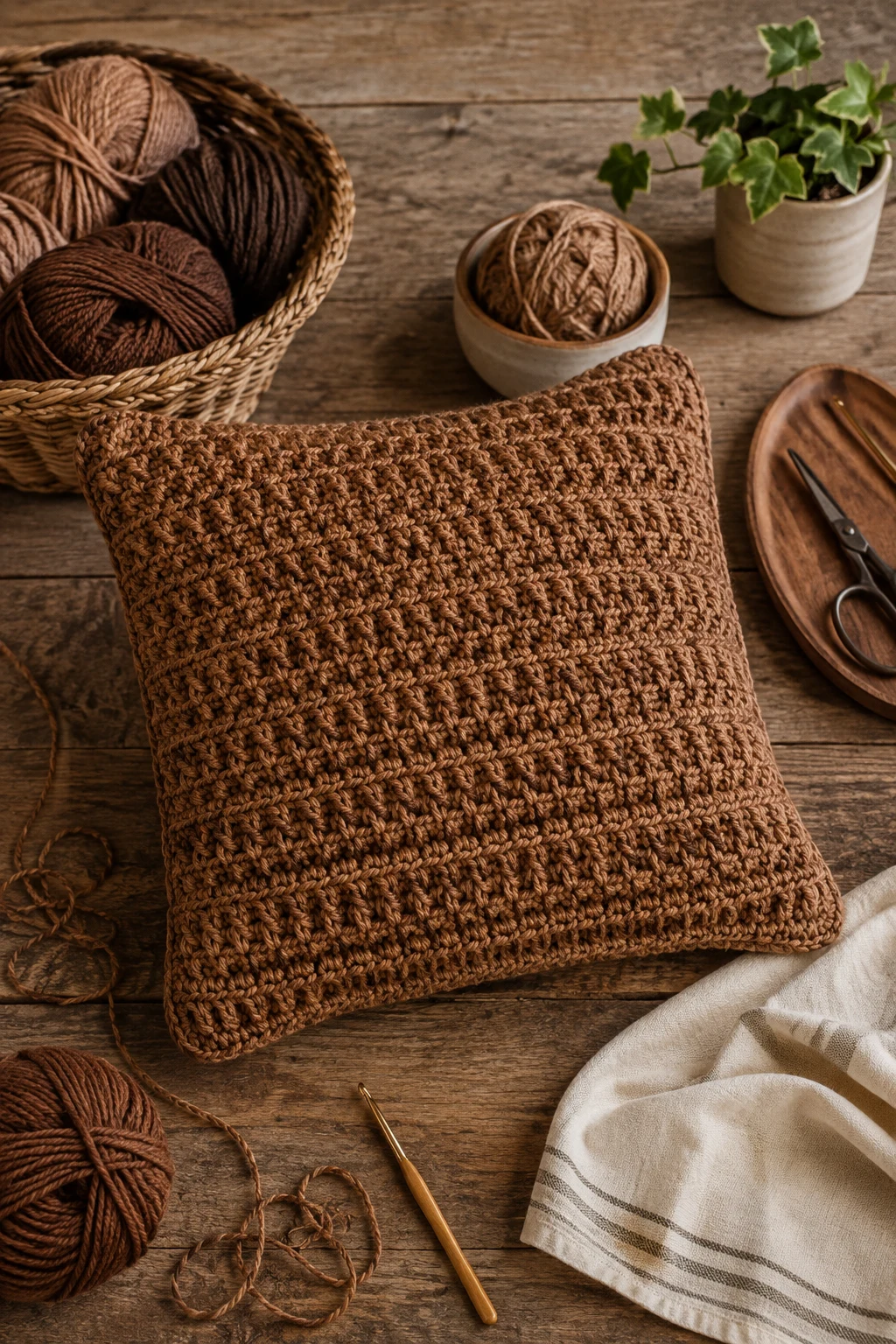Brown Yarn Crochet Ideas for a Cozy Pillow — brown crochet ideas style outfit