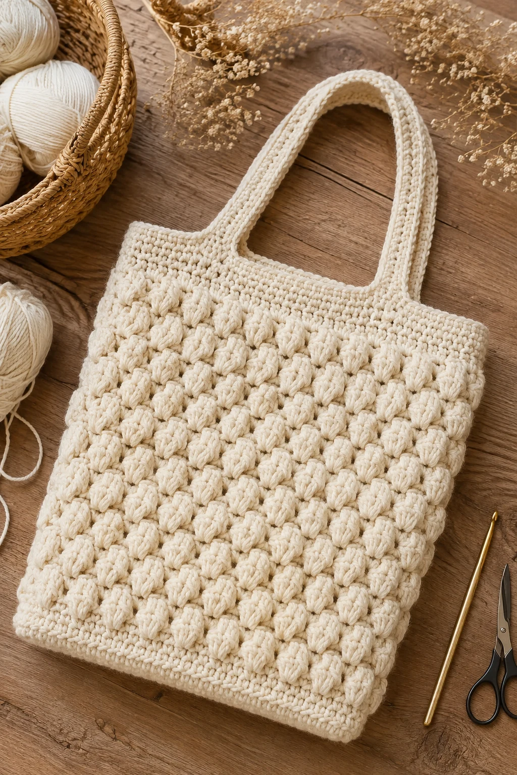 Classic Cream Bubble Tote — bubble bag crochet style outfit
