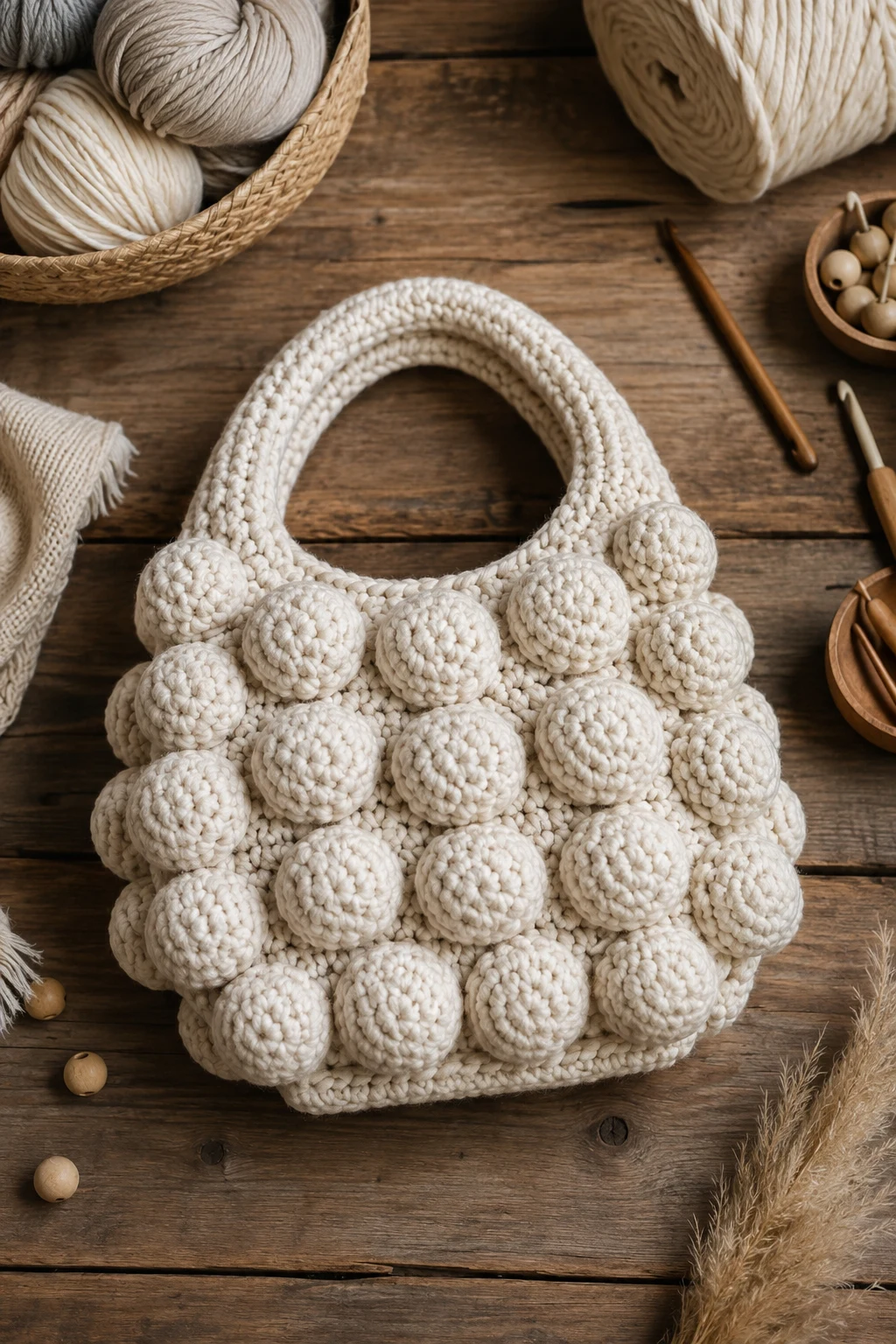 Ball Bag Crochet With Round Details — bubble bag crochet style outfit