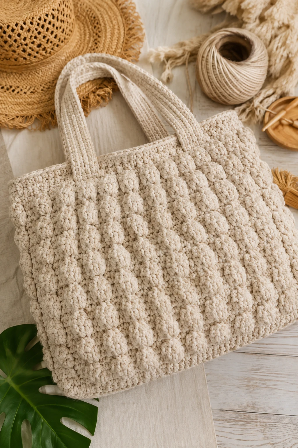 Oversized Beach Bubble Tote — bubble bag crochet style outfit