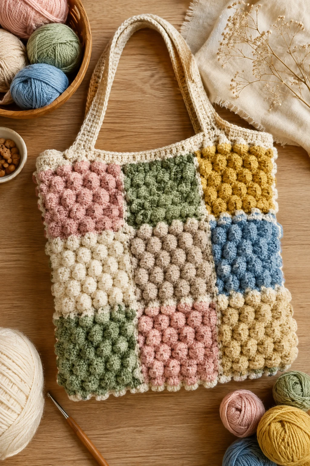 Patchwork Bubble Bag — bubble bag crochet style outfit