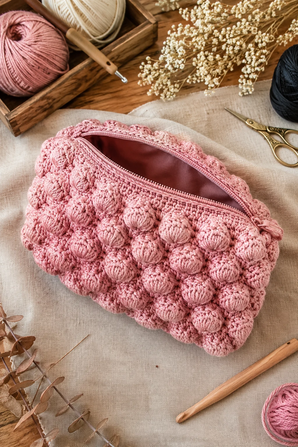 Bubble Makeup Bag — bubble bag crochet style outfit