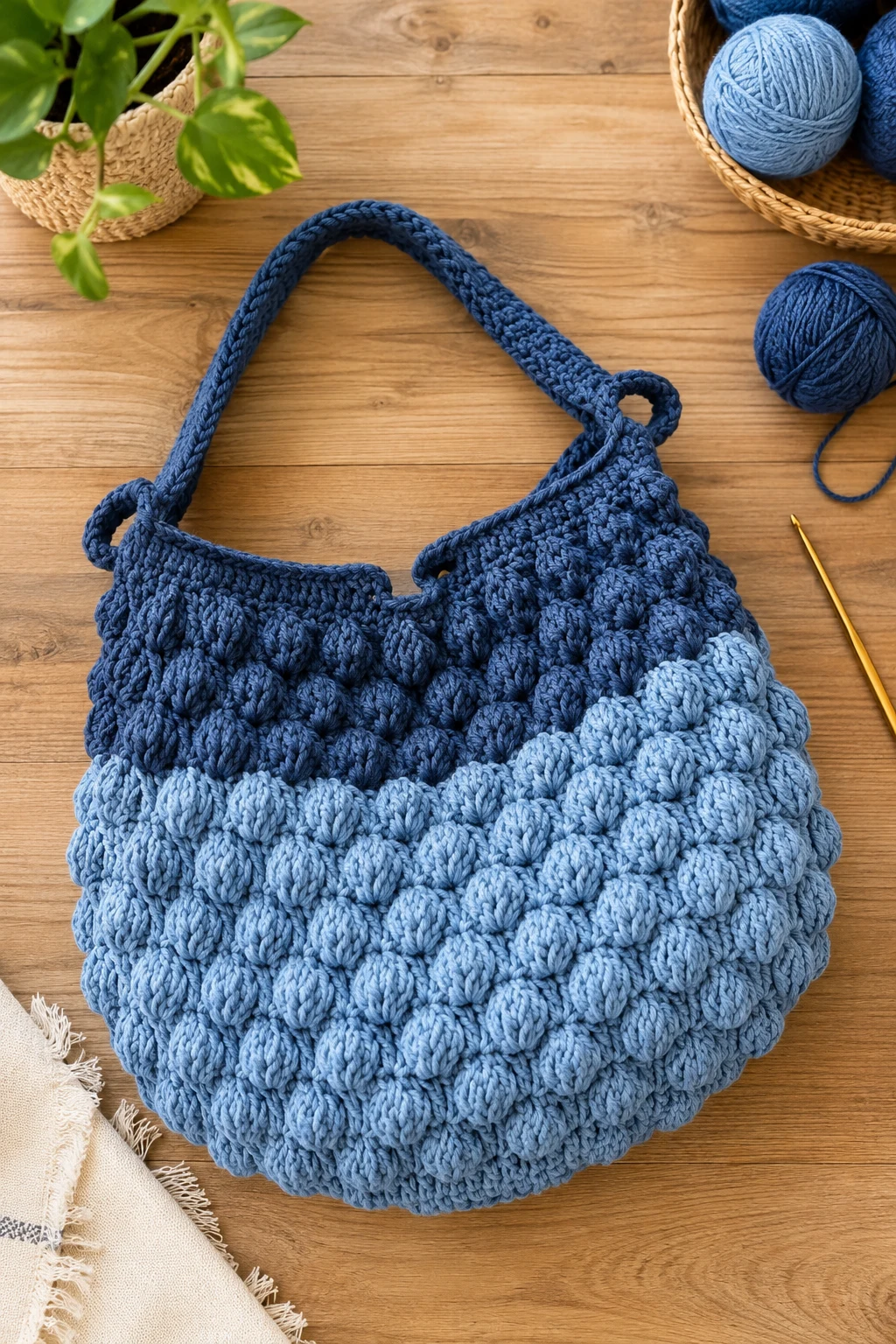 Two-Tone Blue Bubble Bag — bubble bag crochet style outfit