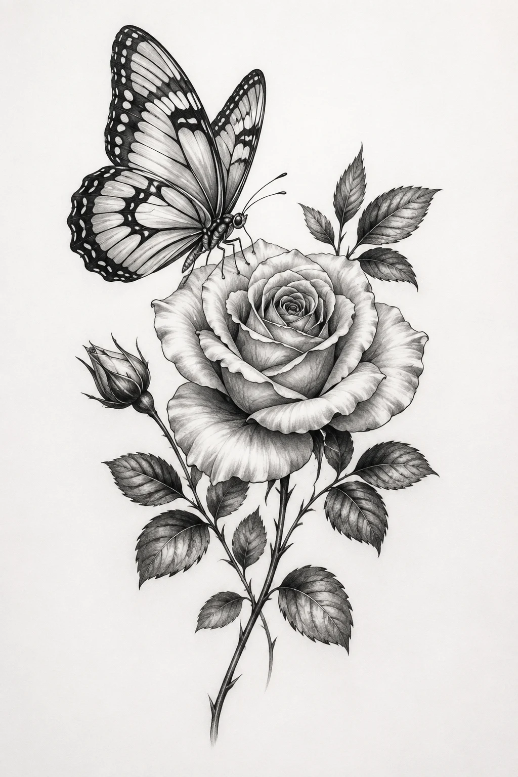 Butterfly and Rose Tattoo Drawing — butterfly and flower tattoo designs style outfit
