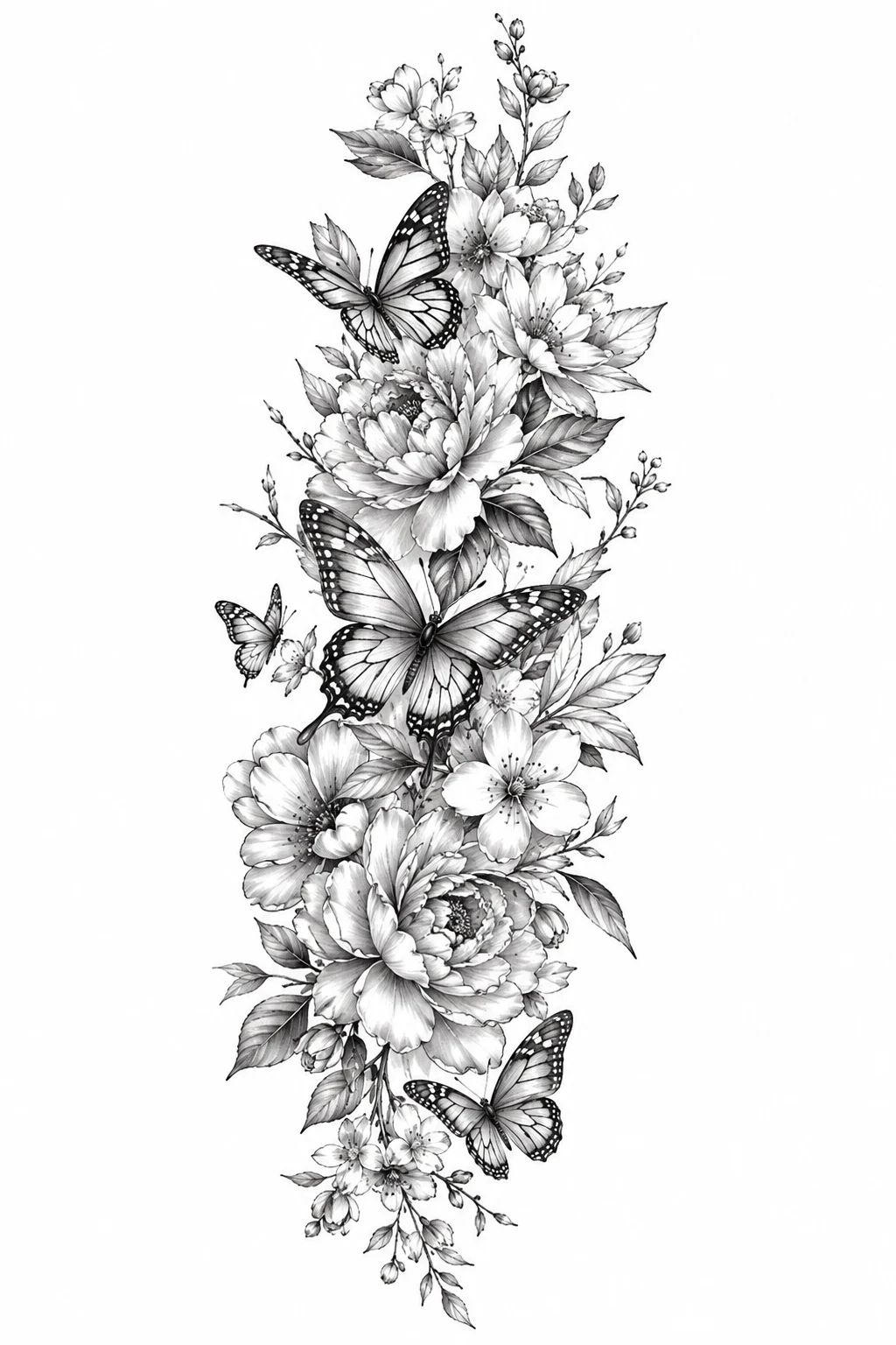 Butterfly and Floral Tattoo Sleeve — butterfly and flower tattoo designs style outfit