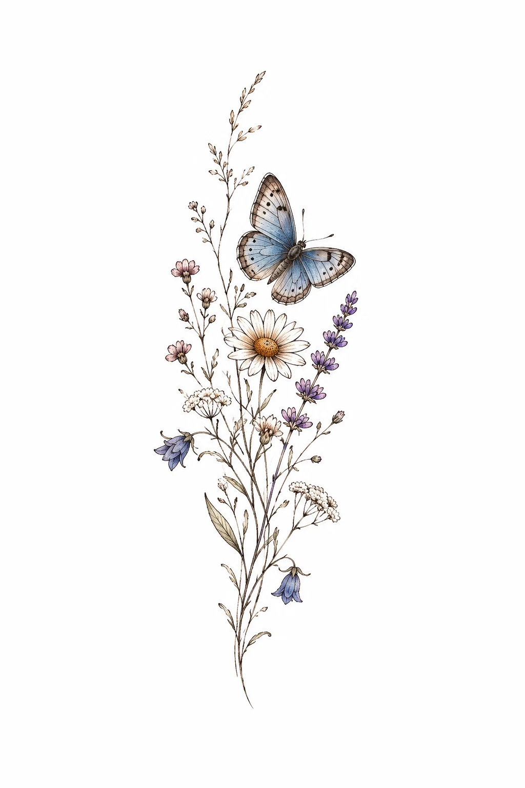 Tiny Wildflower Butterfly — butterfly and flower tattoo designs style outfit
