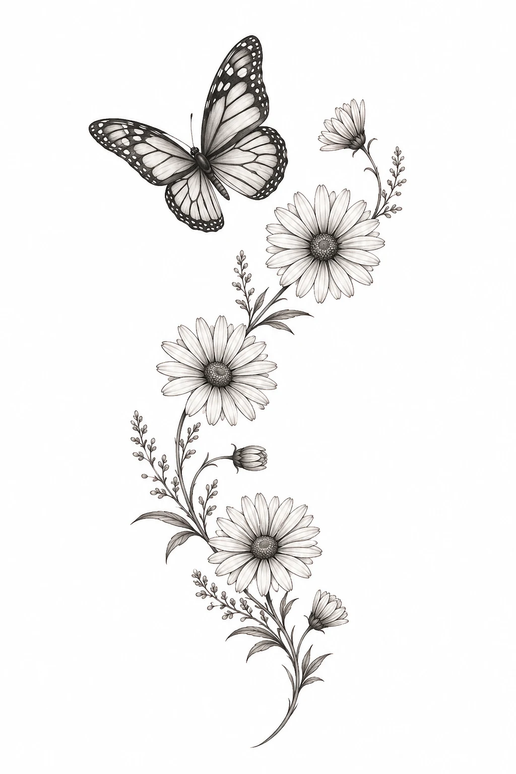Butterfly and Daisy Chain — butterfly and flower tattoo designs style outfit