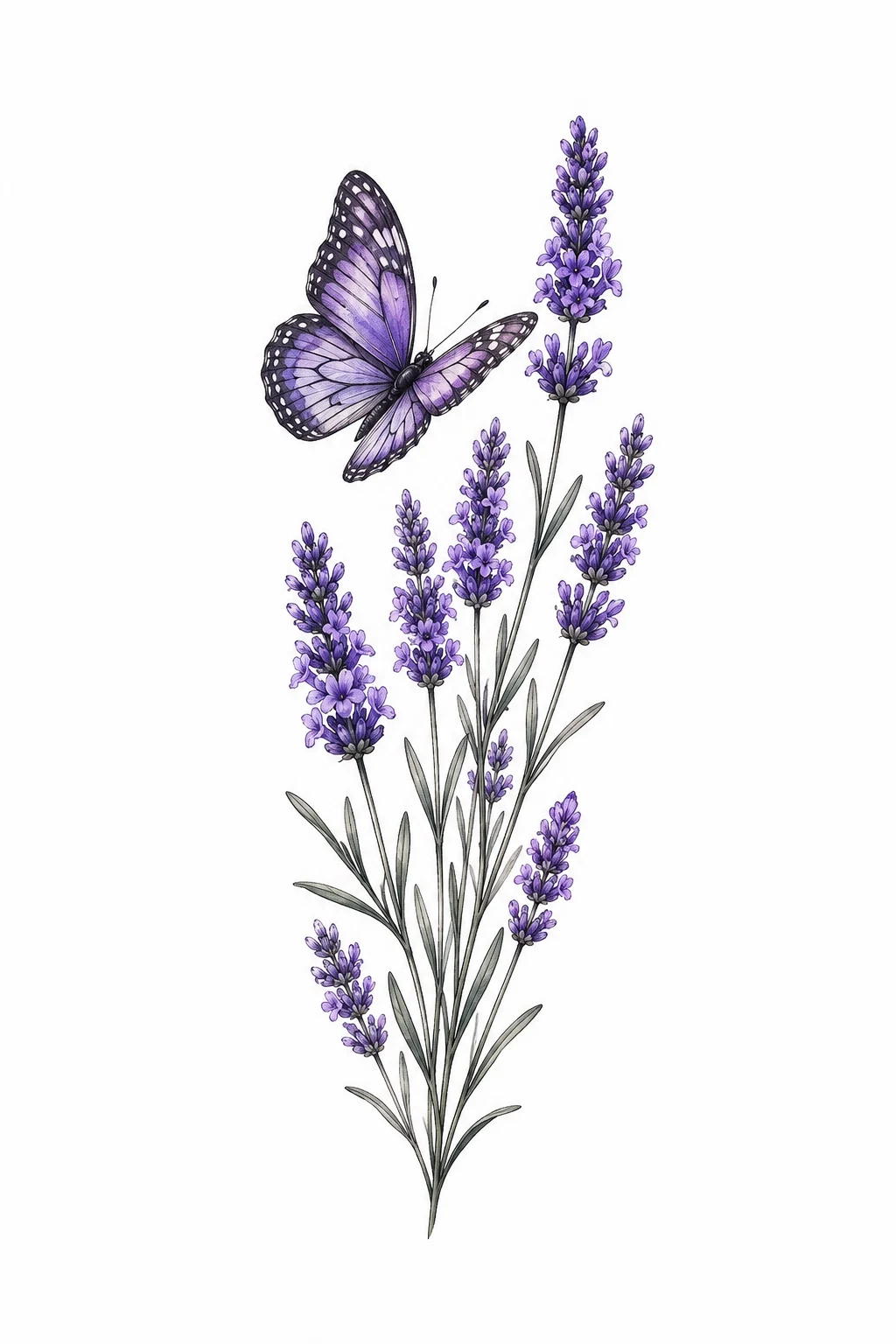 Lavender Butterfly Garden — butterfly and flower tattoo style outfit