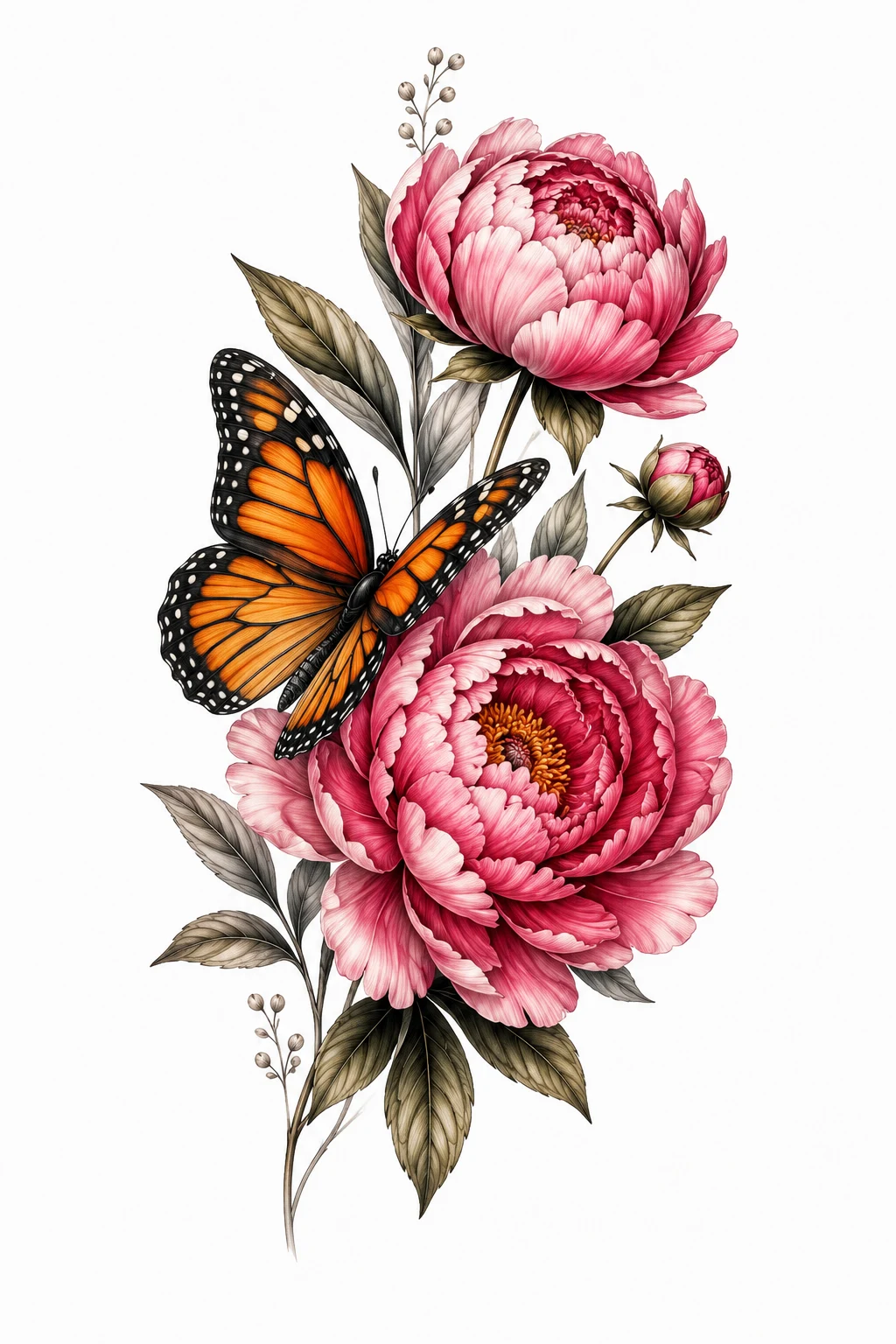Peony Wings — butterfly and flower tattoo style outfit