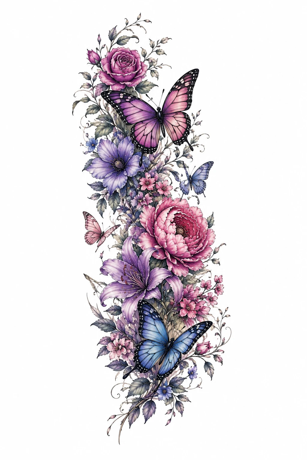 Butterfly Sleeve in Bloom — butterfly and flower tattoo style outfit