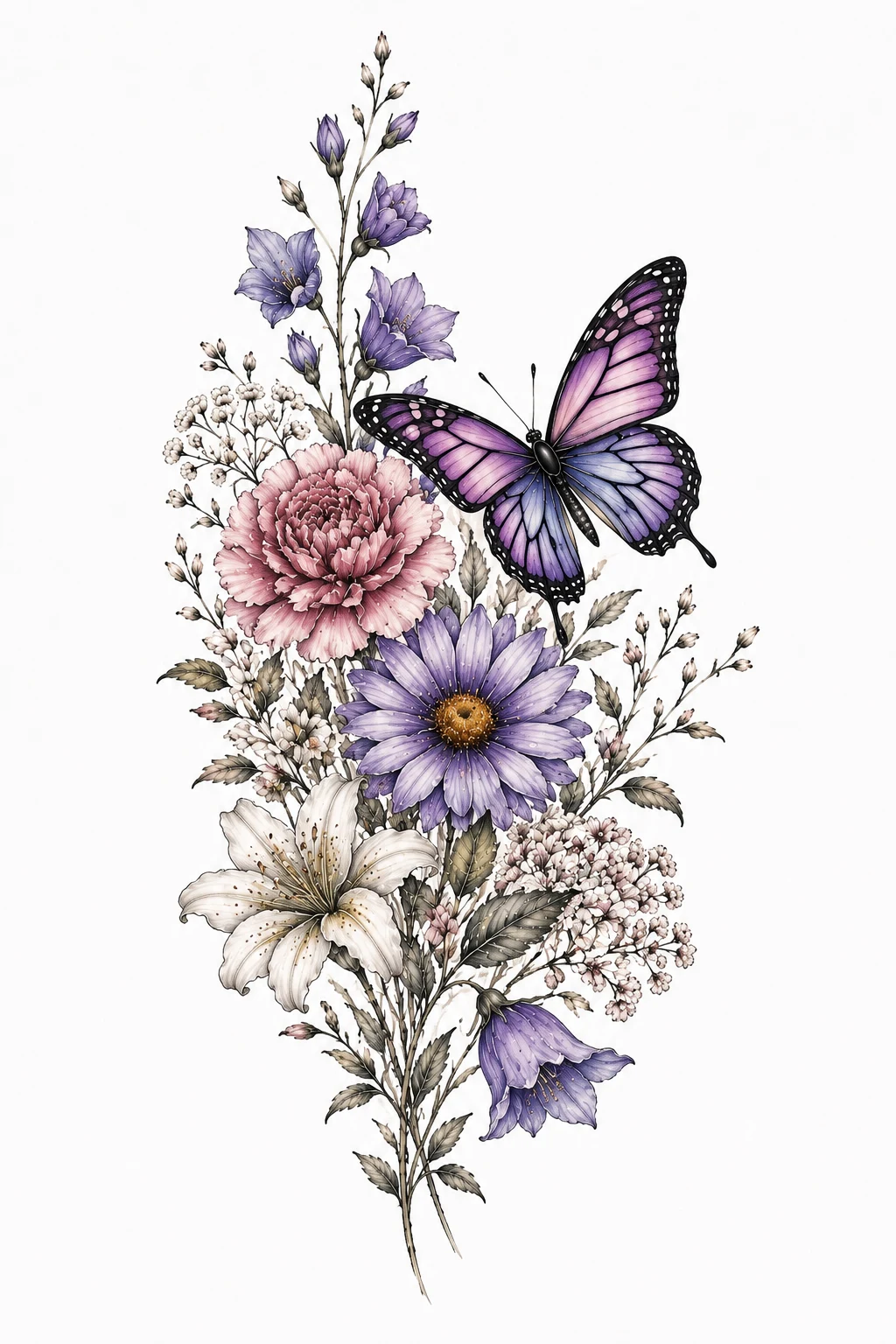 Birth Flower Butterfly — butterfly and flower tattoo style outfit