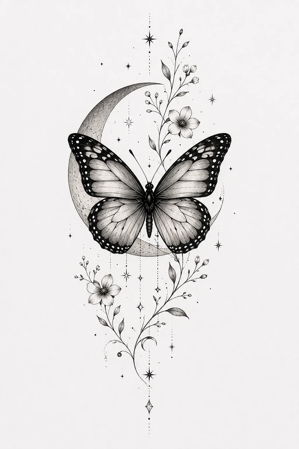 Crescent Moon Butterfly — butterfly arm tattoo style outfit