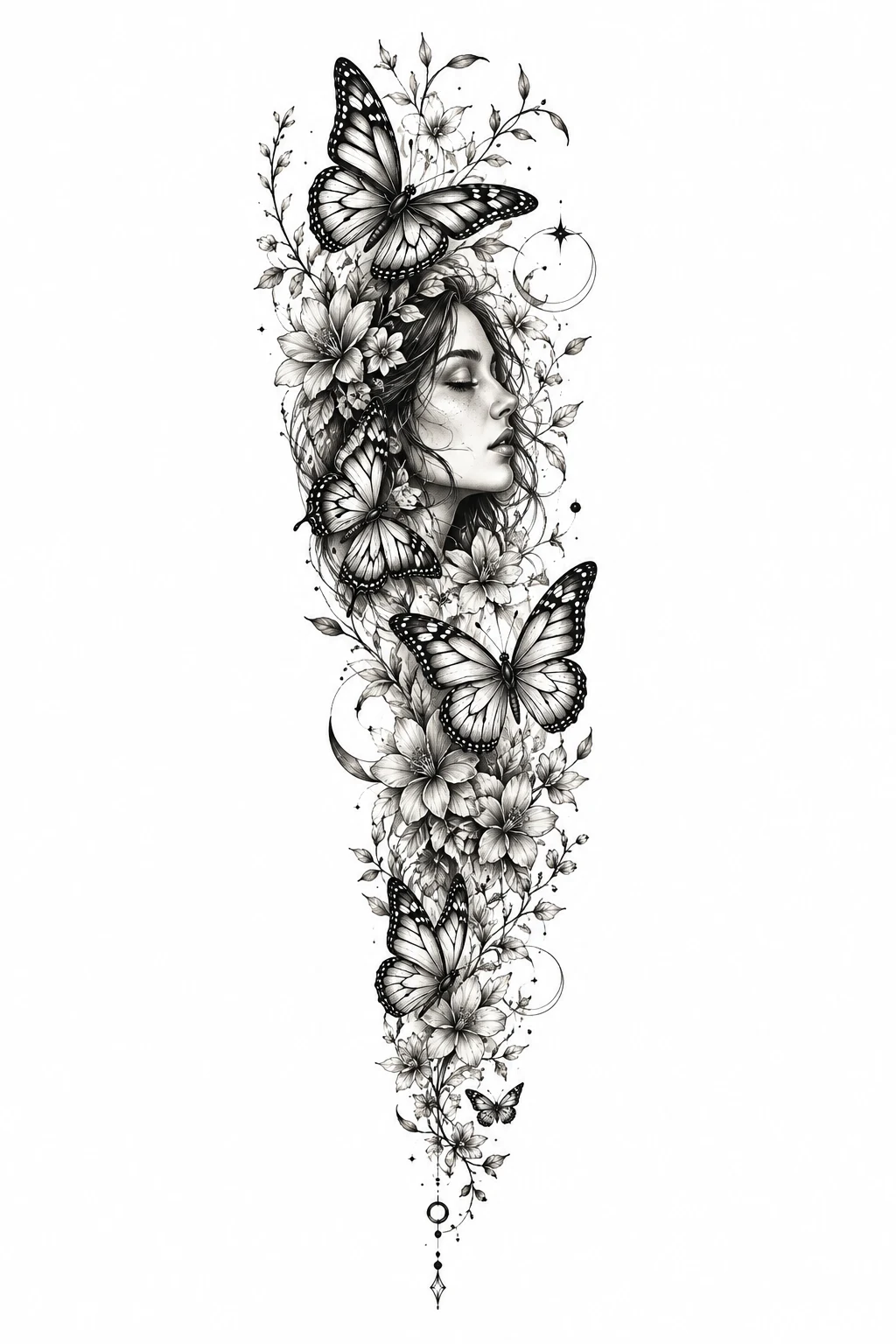 Female Butterfly Tattoo Arm Sleeve — butterfly arm tattoo style outfit