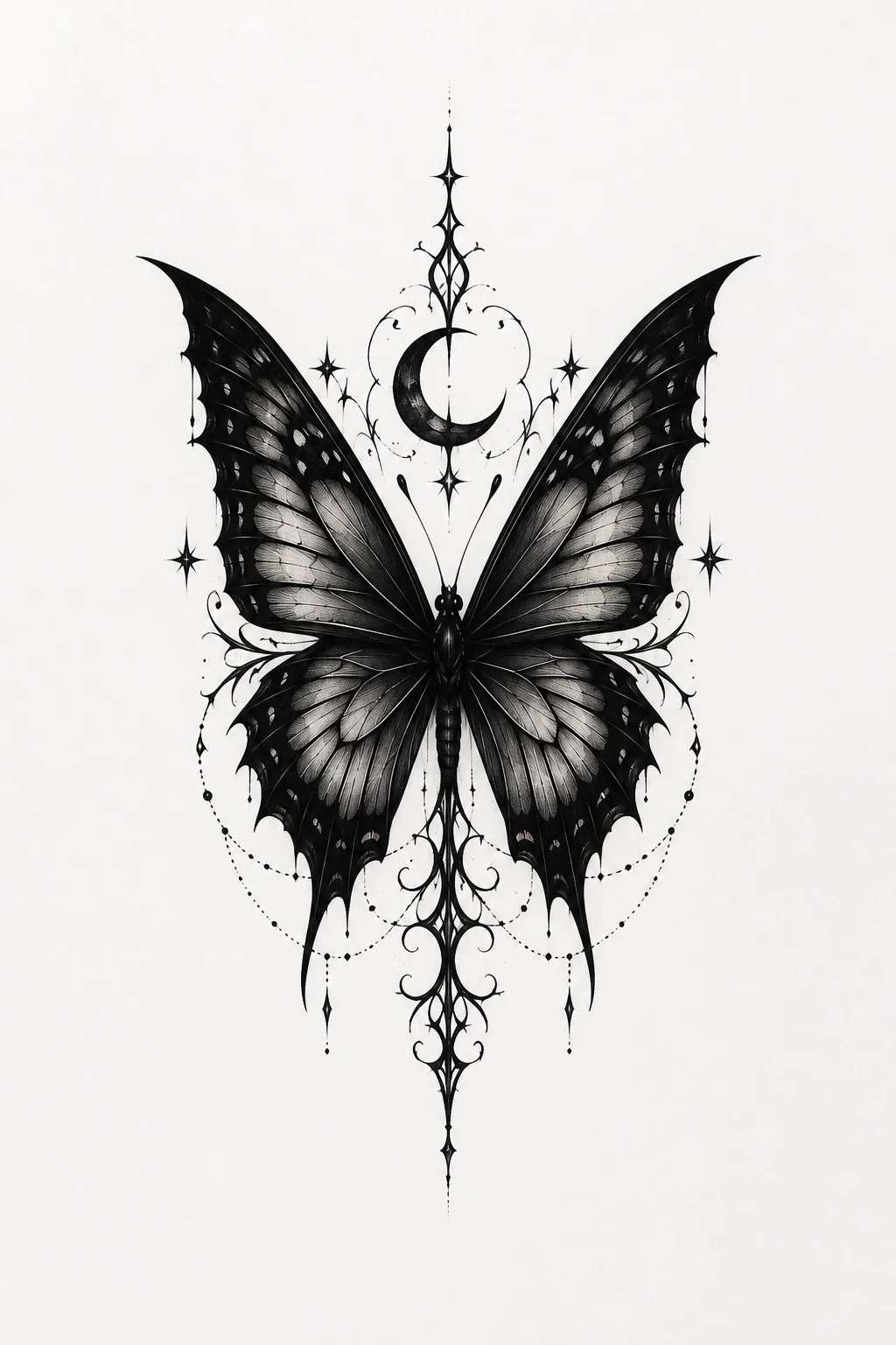 Gothic Black Butterfly Arm Tattoo — butterfly arm tattoo style outfit
