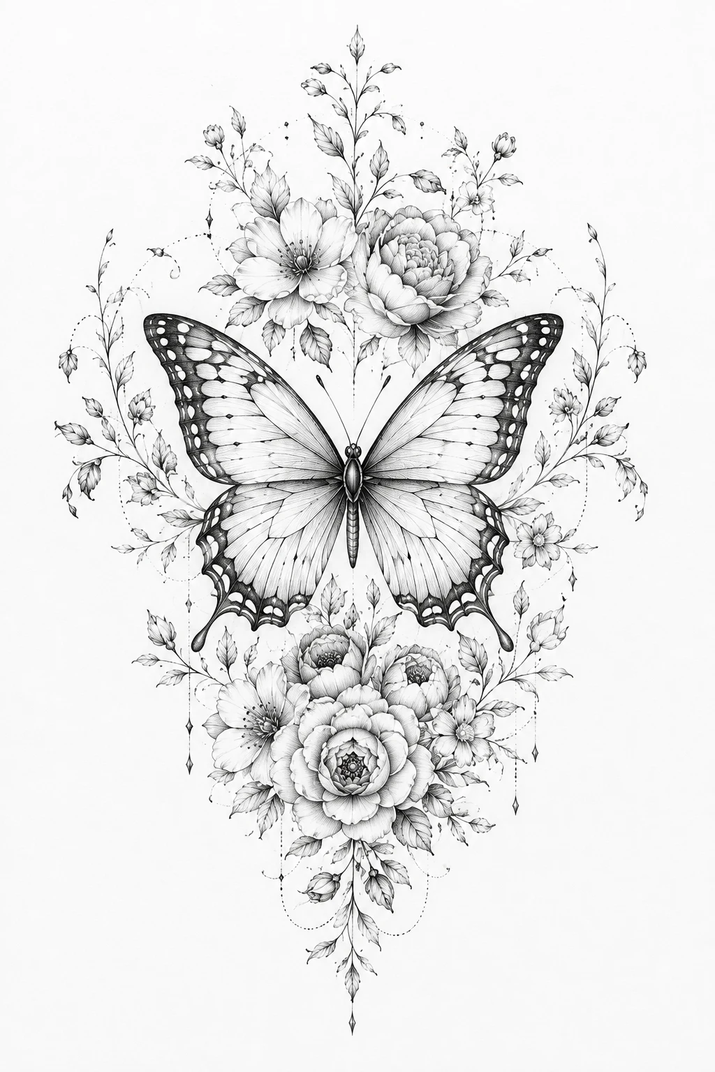 Butterfly Back Tattoo With Blooming Floral Details — butterfly back tattoo style outfit