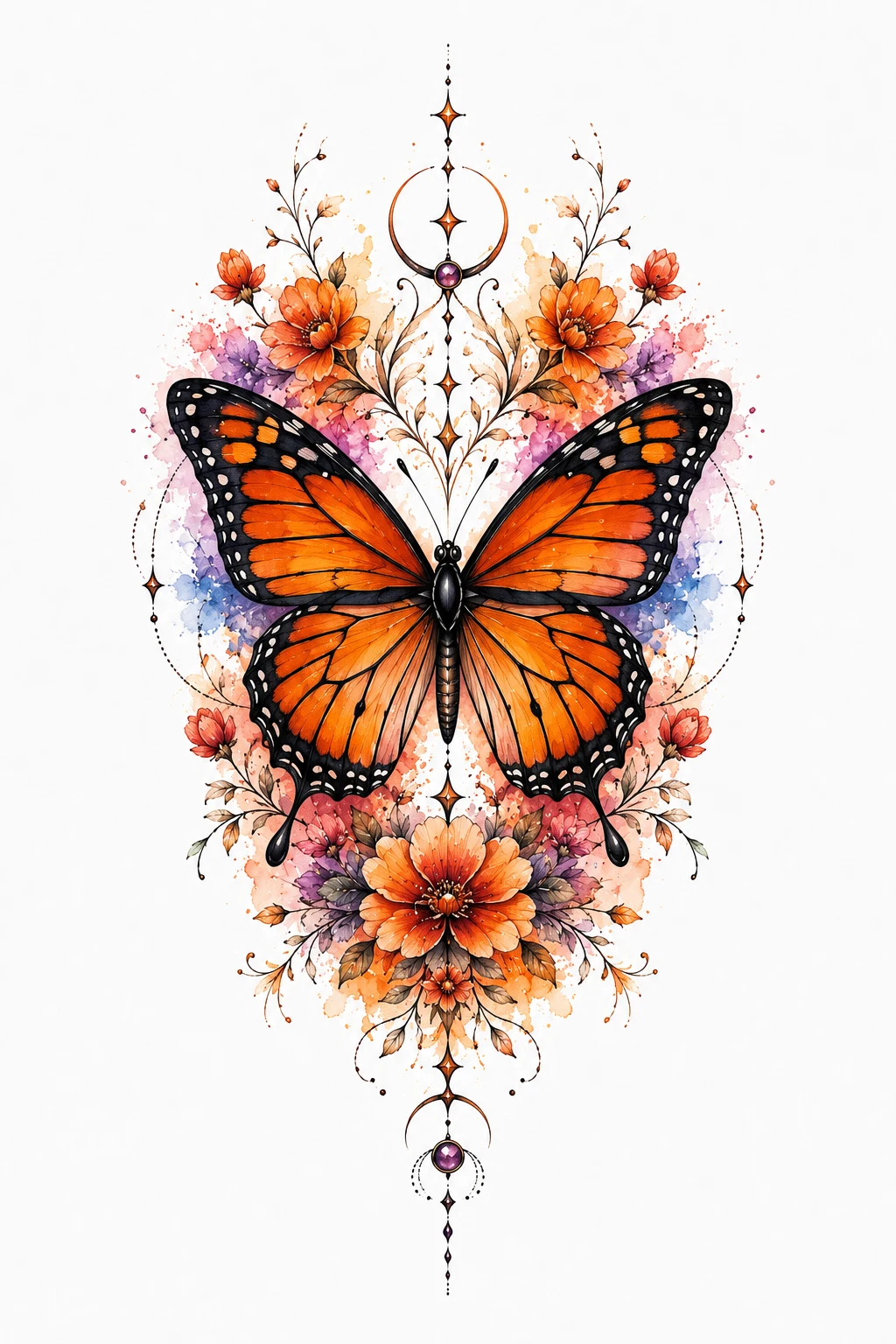 Colorful Monarch Butterfly Back Tattoo That Pops — butterfly back tattoo style outfit