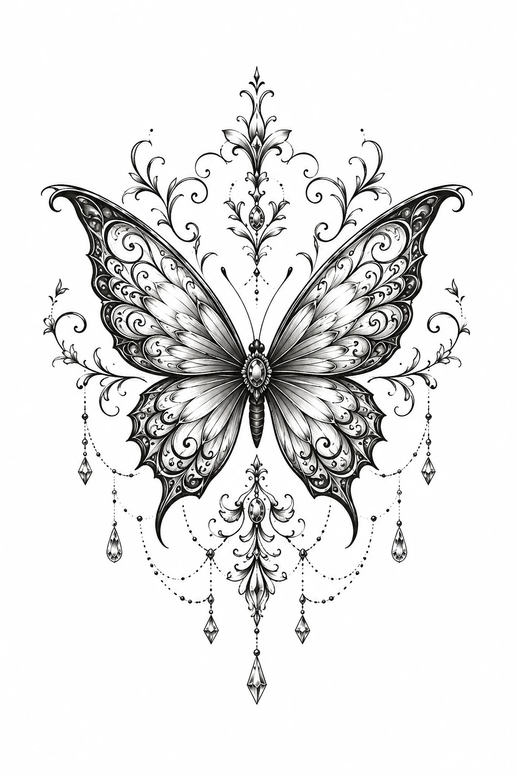 Ornamental Butterfly Chest Tattoo — butterfly chest tattoo style outfit