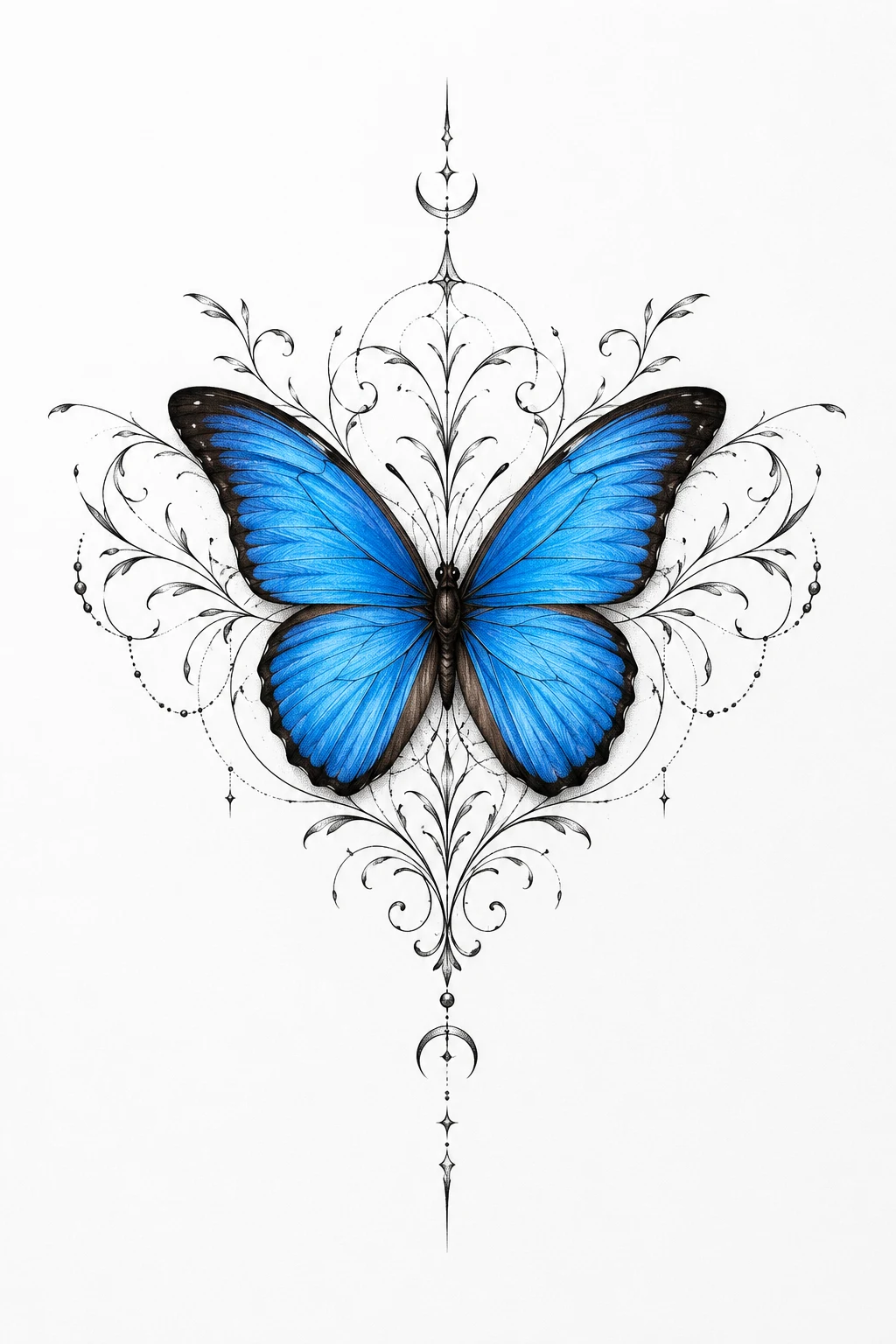 Blue Morpho Butterfly — butterfly chest tattoo style outfit