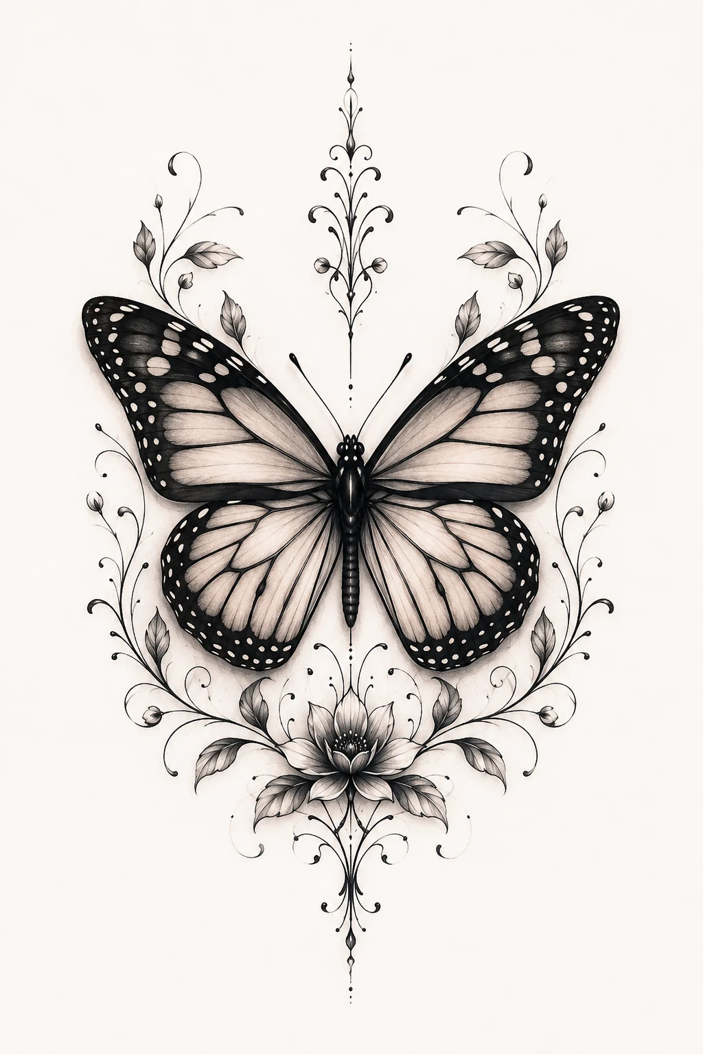 Realistic Monarch With Soft Shading — butterfly chest tattoo style outfit