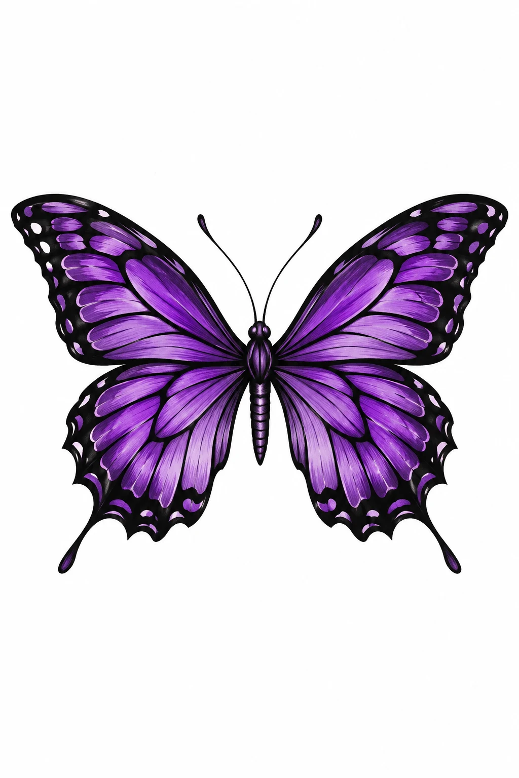 Purple Butterfly With Black Outline — butterfly chest tattoo style outfit