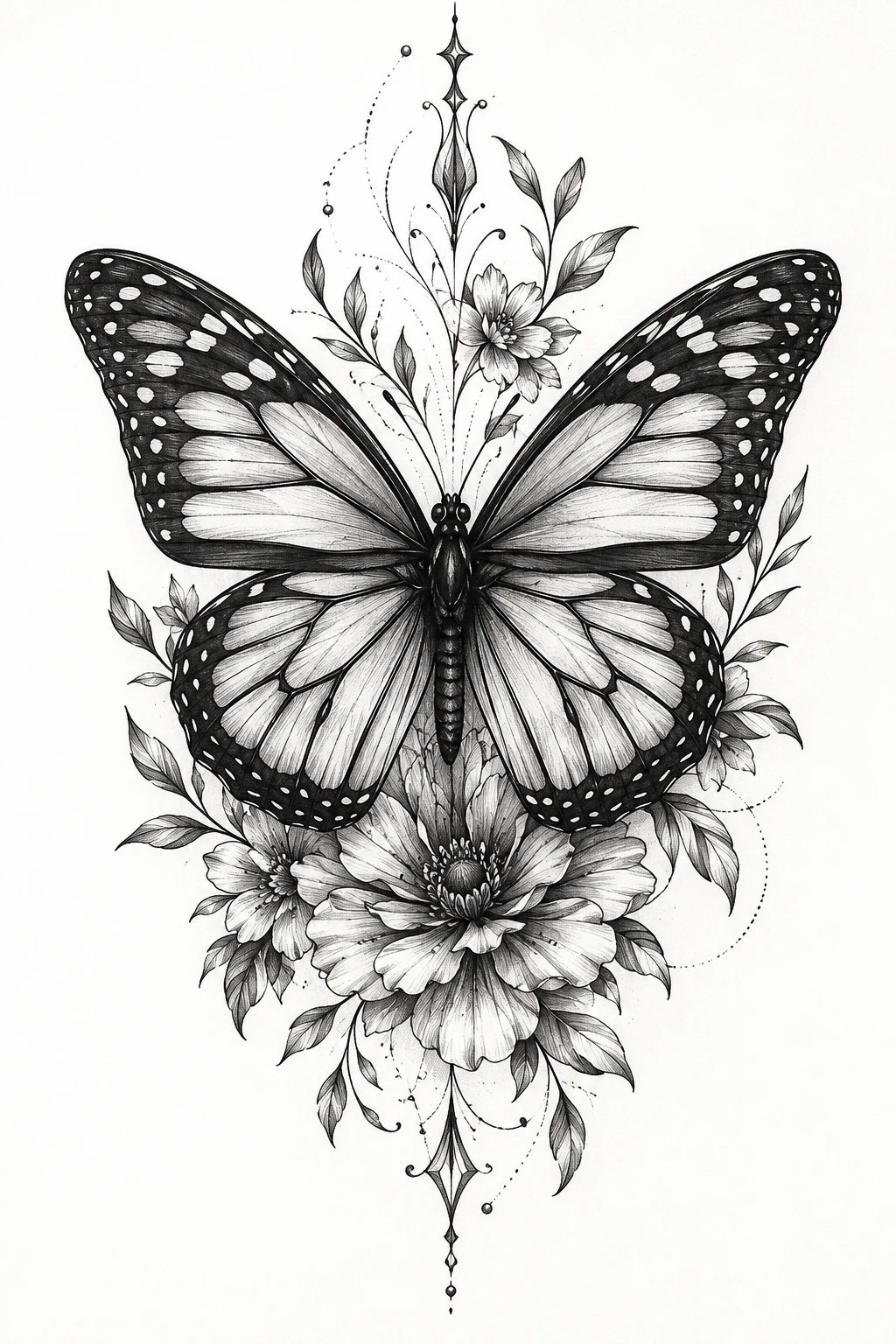 Blackwork Monarch Butterfly Cover Up Tattoo — butterfly cover up tattoo style outfit