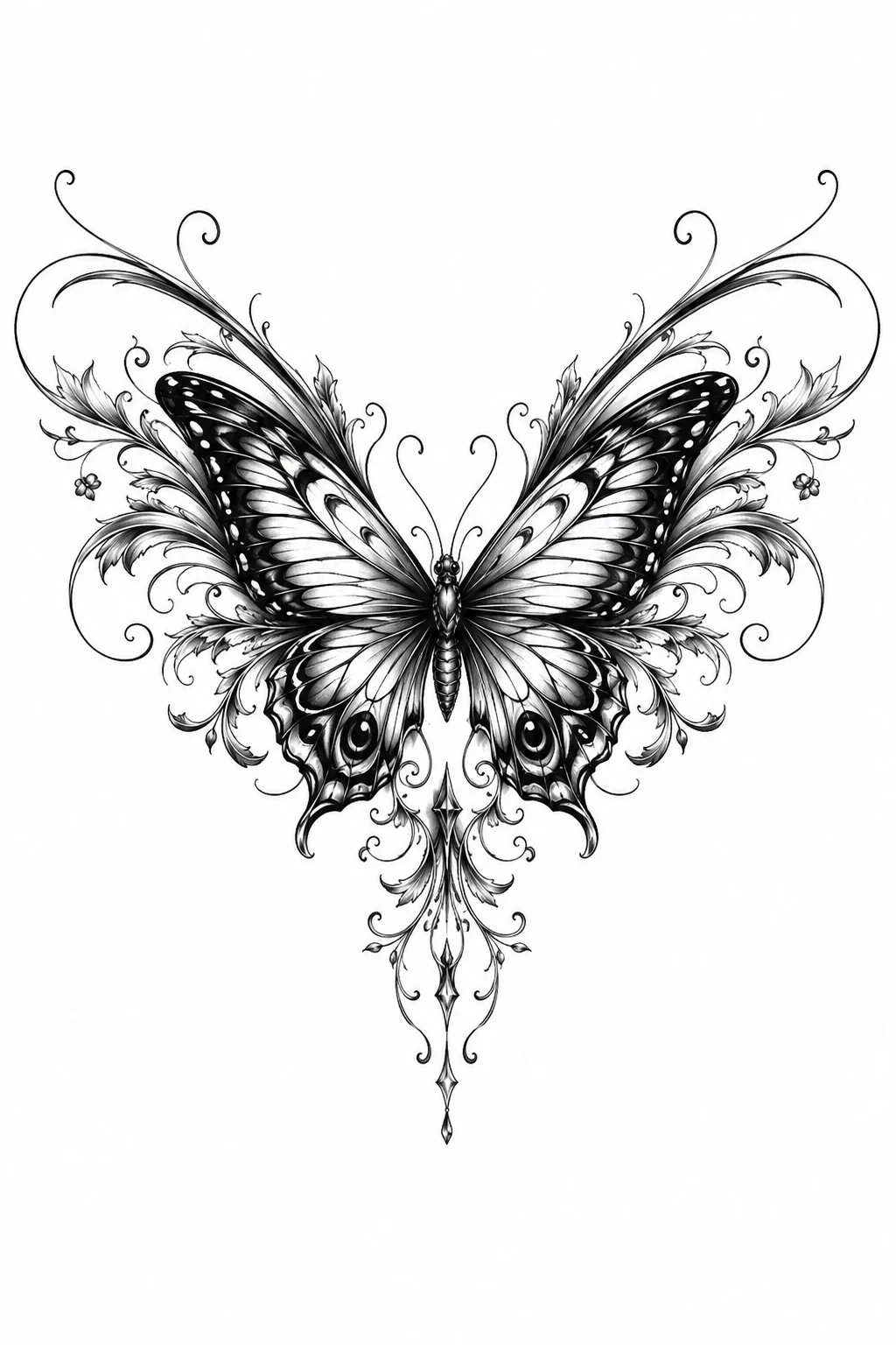 Butterfly Chest Cover Up With Ornamental Wings — butterfly cover up tattoo style outfit