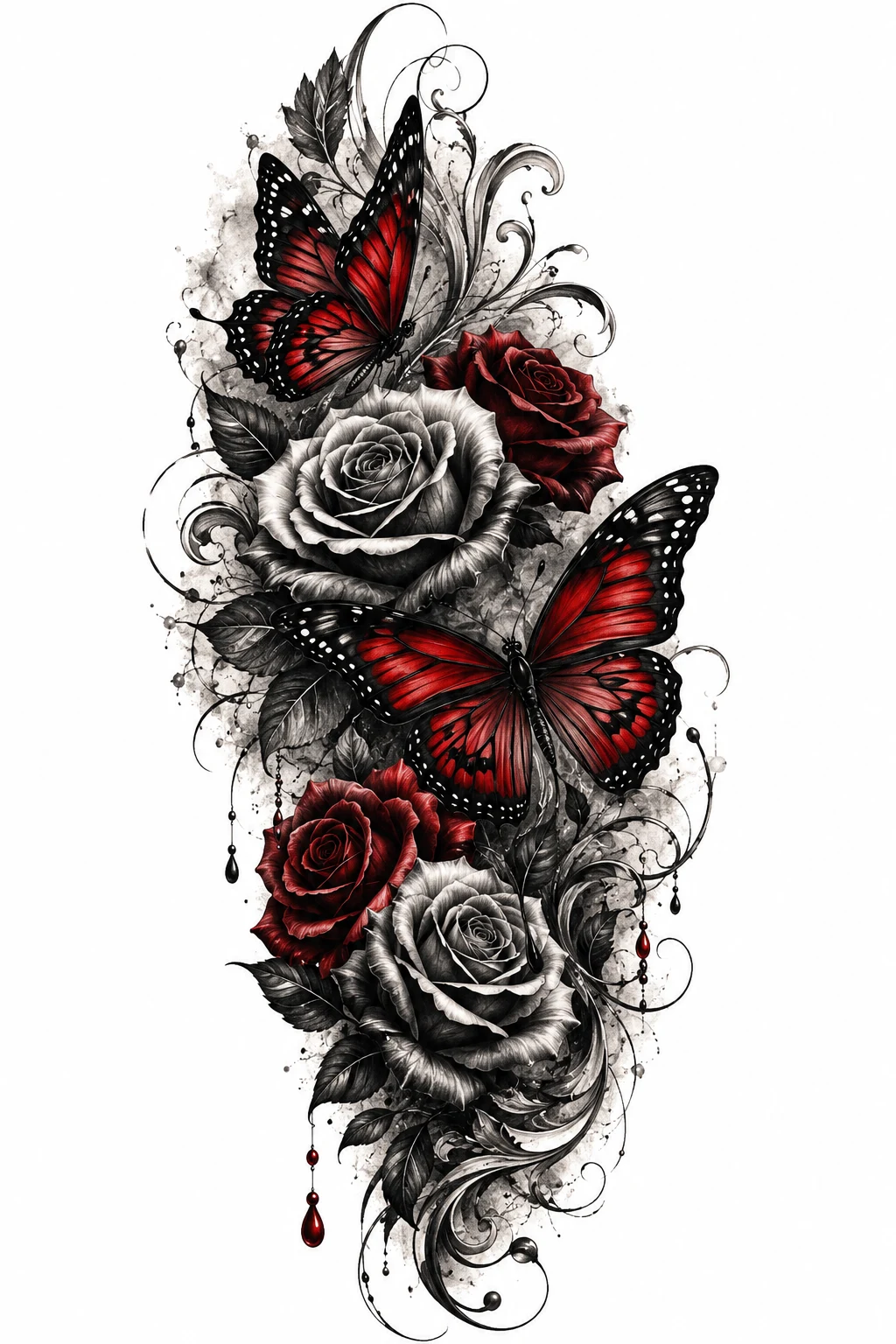 Butterfly and Rose Arm Cover Up — butterfly cover up tattoo style outfit