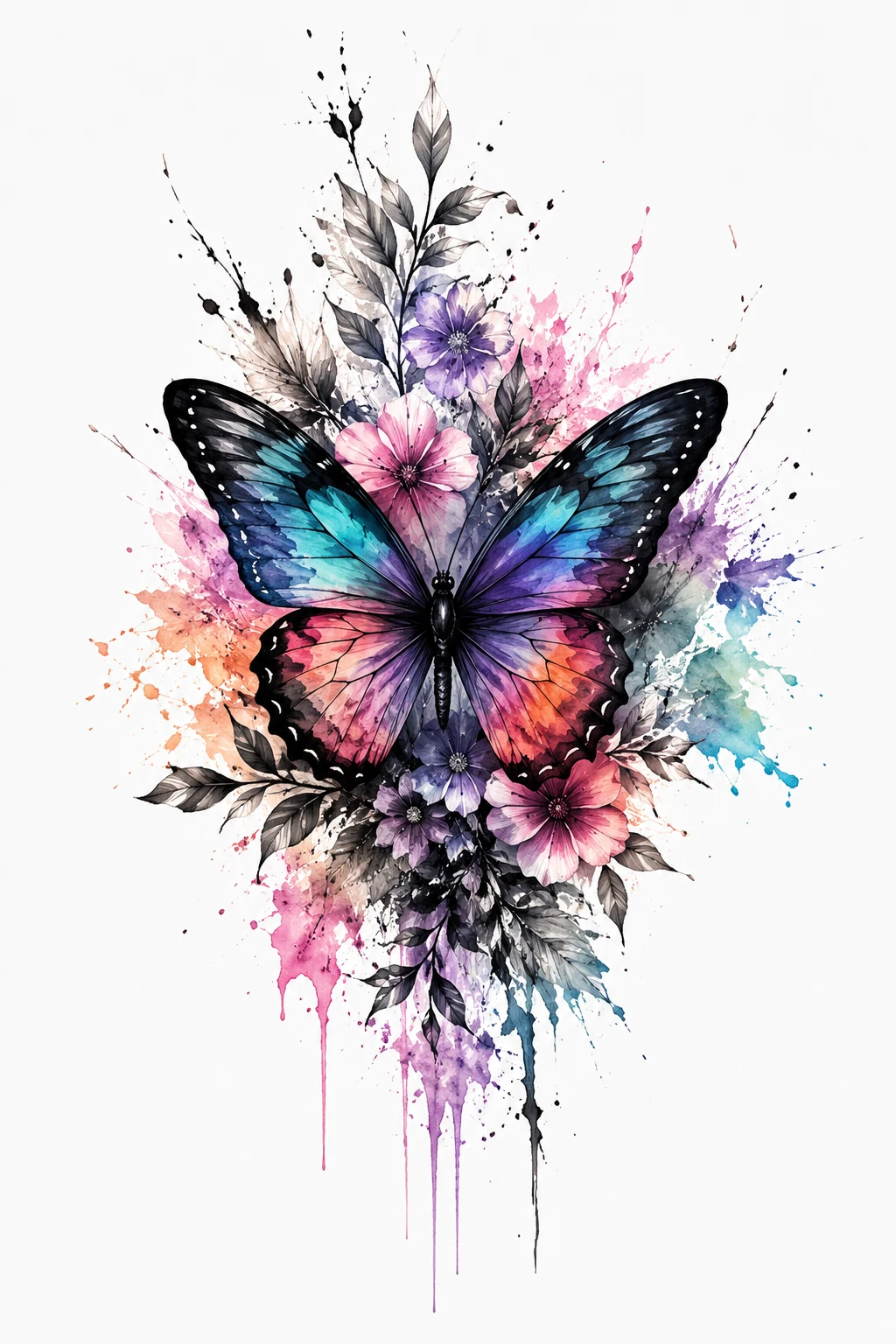 Watercolor Butterfly Cover Up Tattoo — butterfly cover up tattoo style outfit
