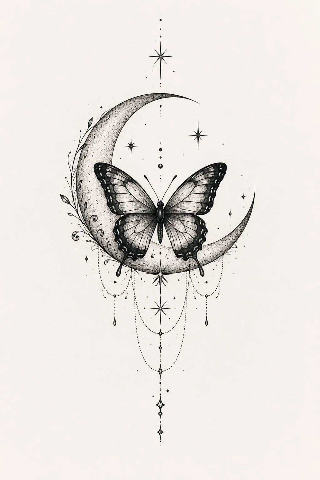 Butterfly and Crescent Moon — butterfly effect tattoo style outfit