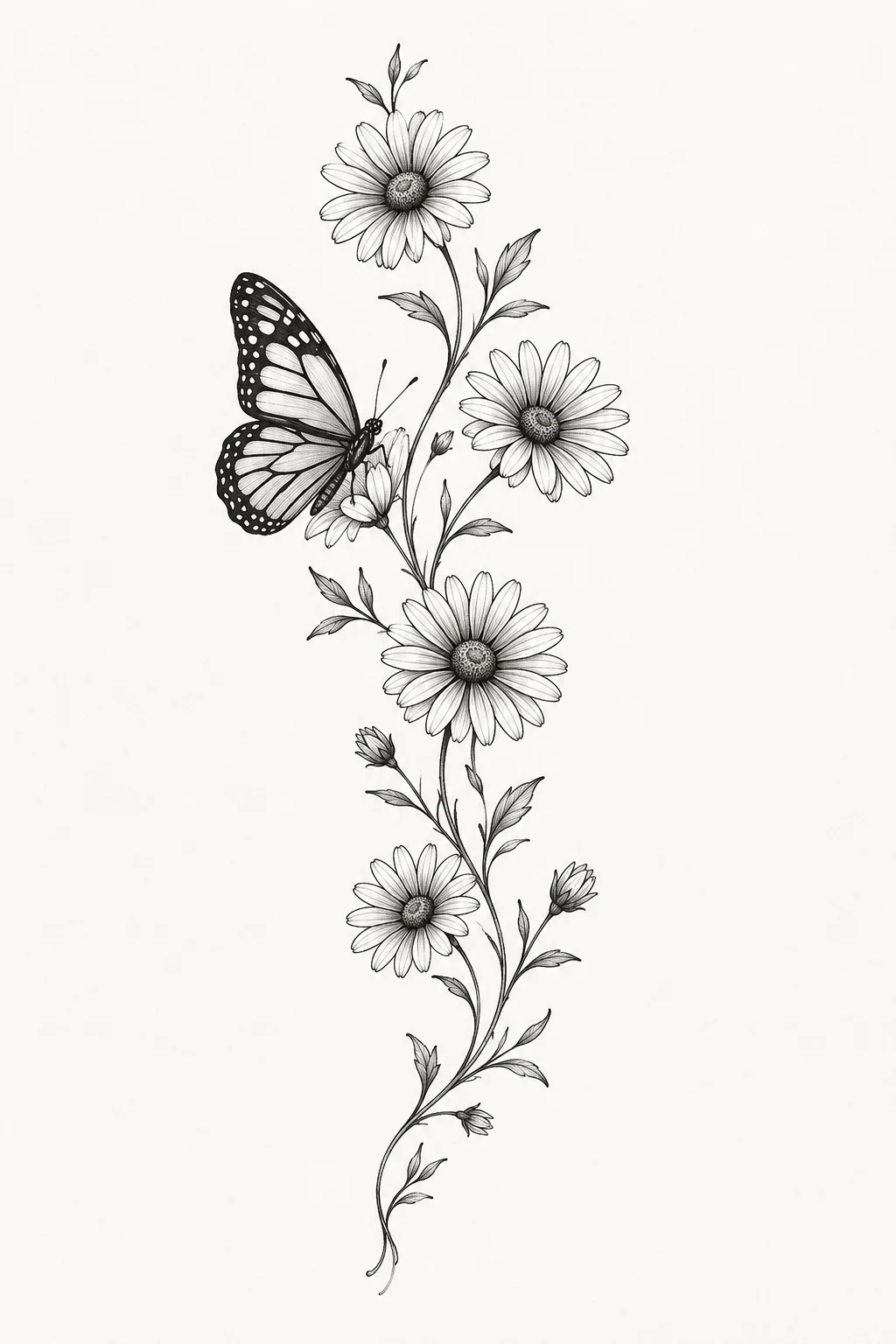 Butterfly and Daisy Chain — butterfly flower tattoo style outfit