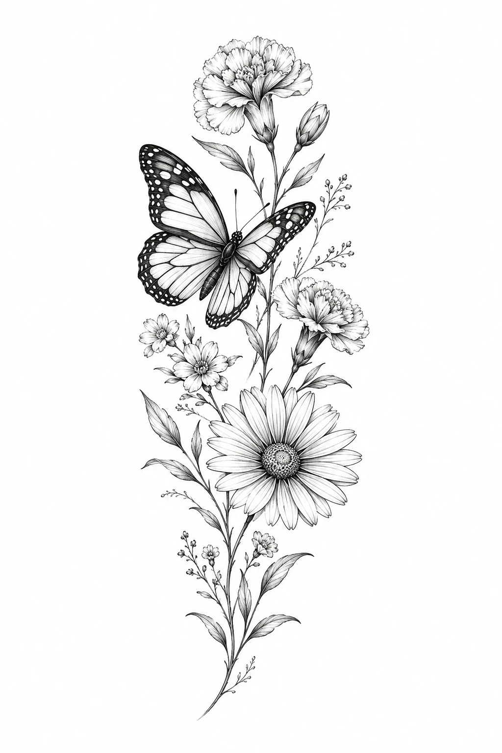 Butterfly with Birth Flower — butterfly flower tattoo style outfit