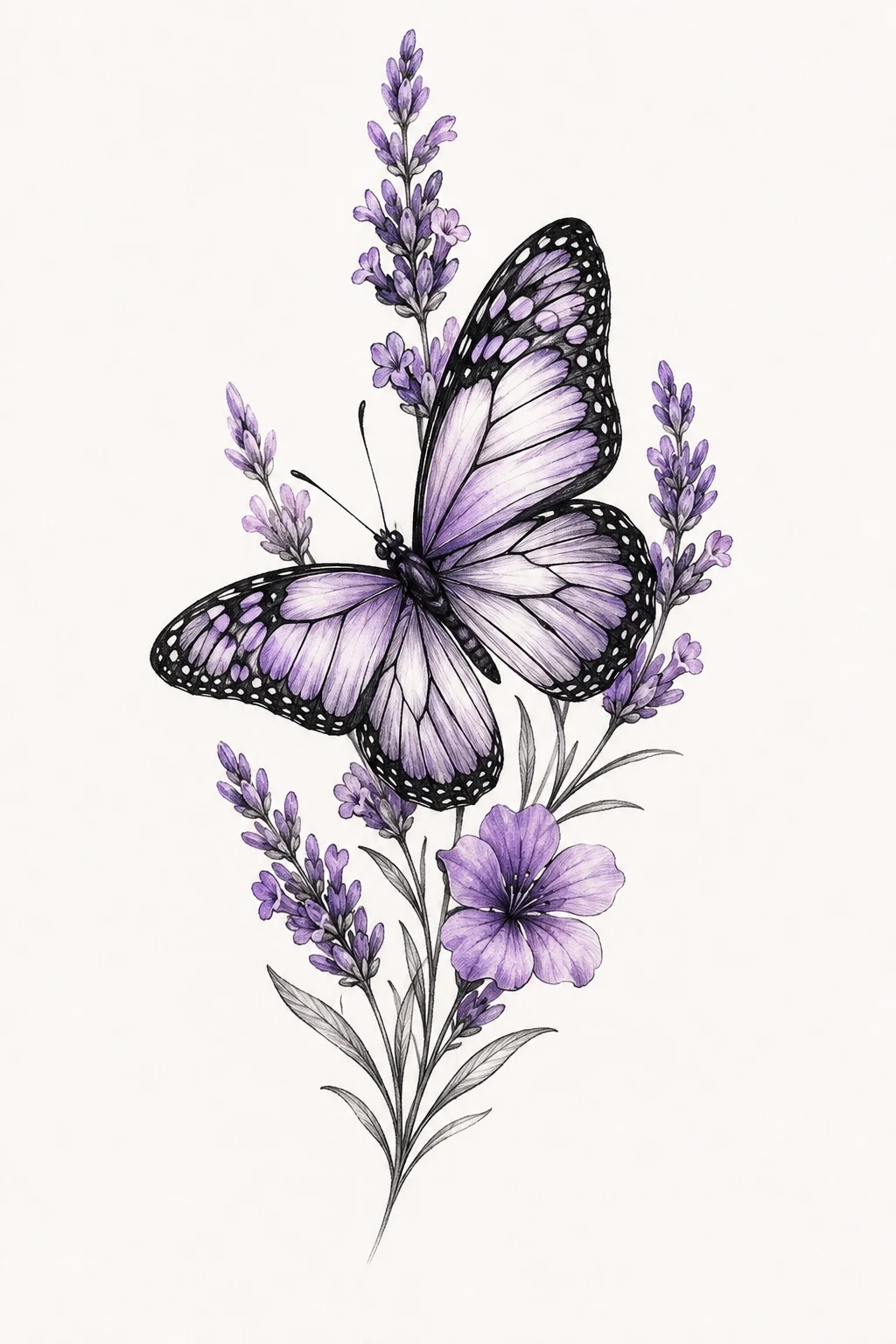 Lavender Wing Butterfly — butterfly flower tattoo style outfit