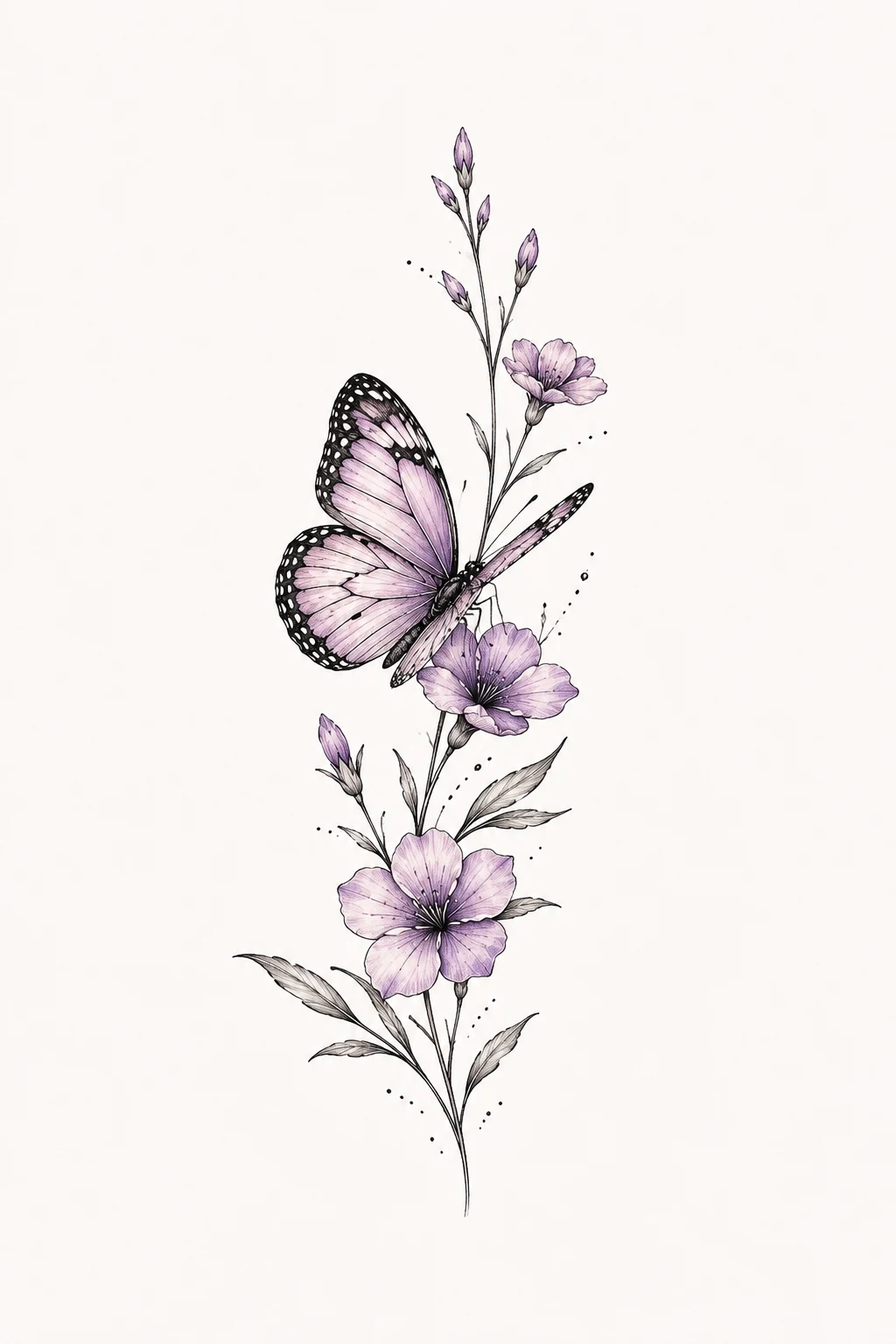 Tiny Ankle Butterfly Bloom — butterfly flower tattoo style outfit