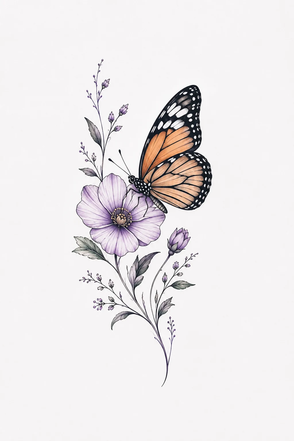 Butterfly Flower Tattoo on Hand — butterfly flower tattoo style outfit