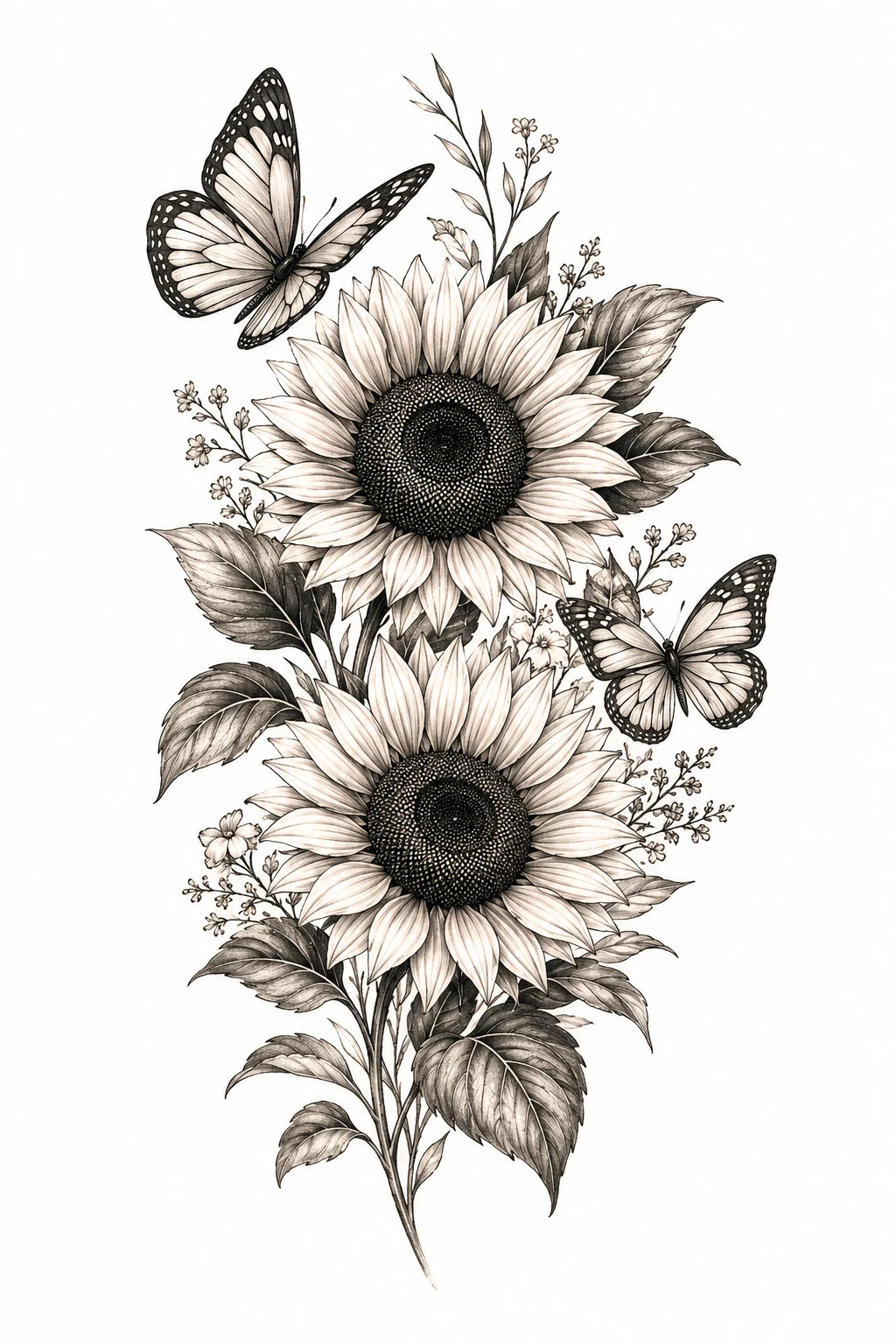 Sunflower Butterfly — butterfly flower tattoo style outfit