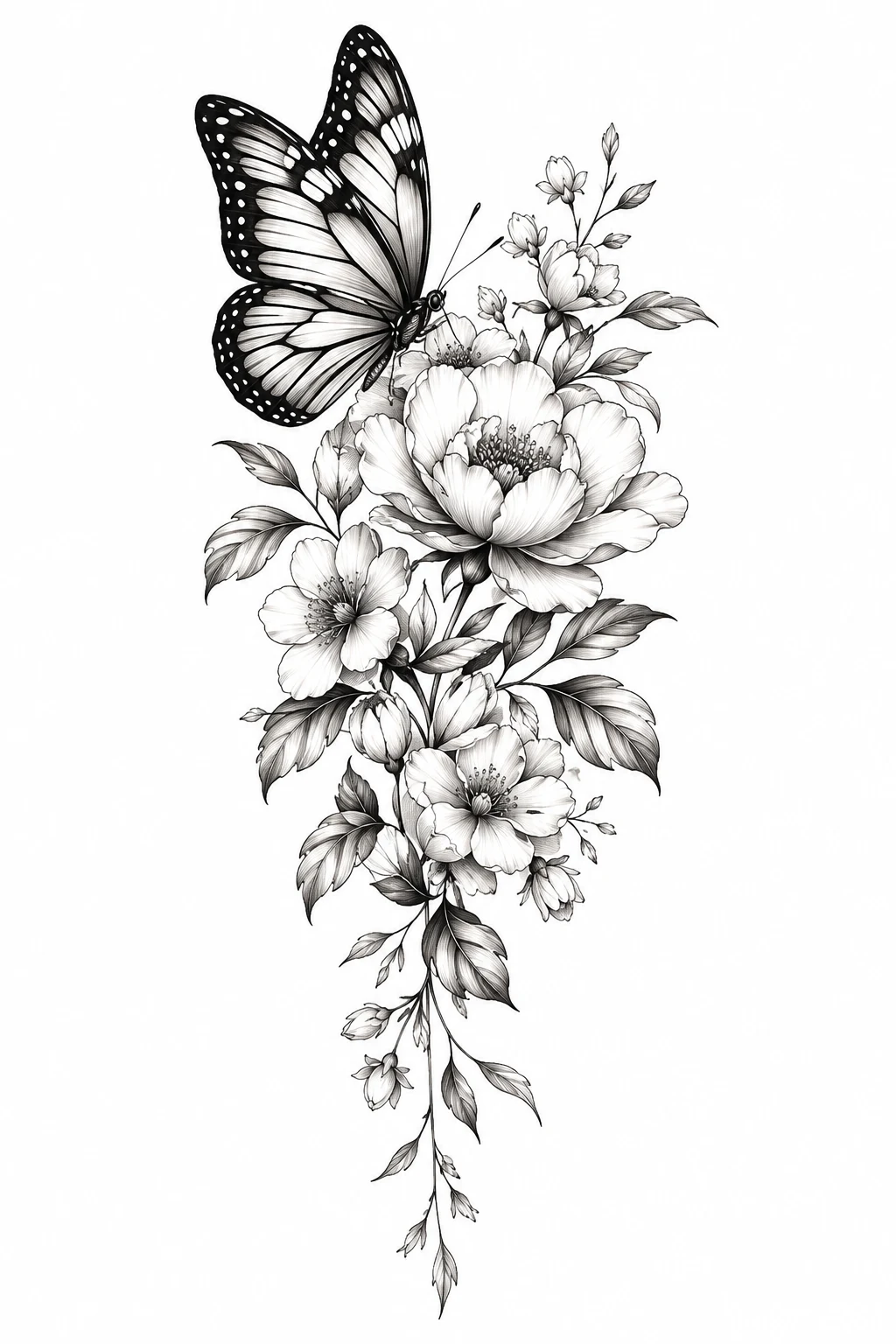 Butterfly Flower Tattoo on the Thigh — butterfly flower tattoo style outfit