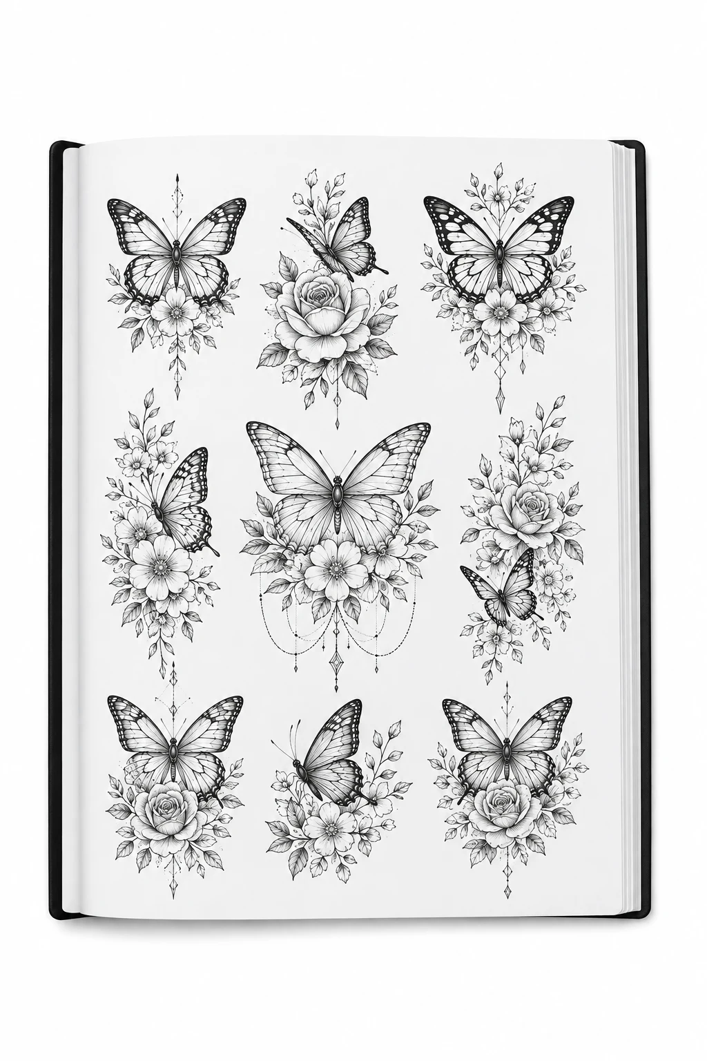 Butterfly and Floral Tattoo Stencil Book