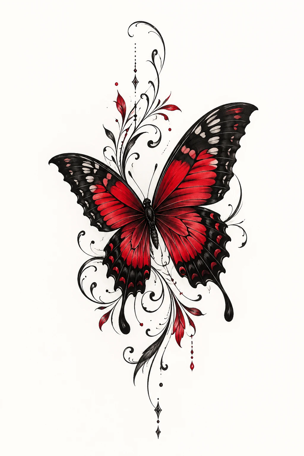 Red and Black Butterfly — butterfly hip tattoo style outfit