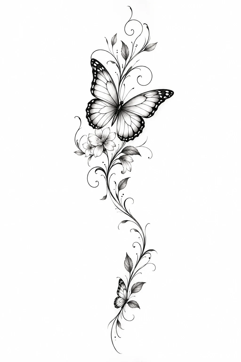 Thigh Butterfly Hip Tattoos With a Long Flow — butterfly hip tattoo style outfit