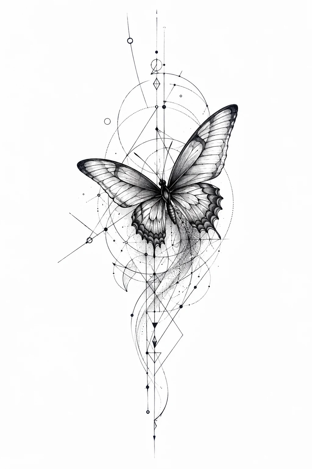 Butterfly Hip Tattoo for Men With Geometric Details — butterfly hip tattoo style outfit