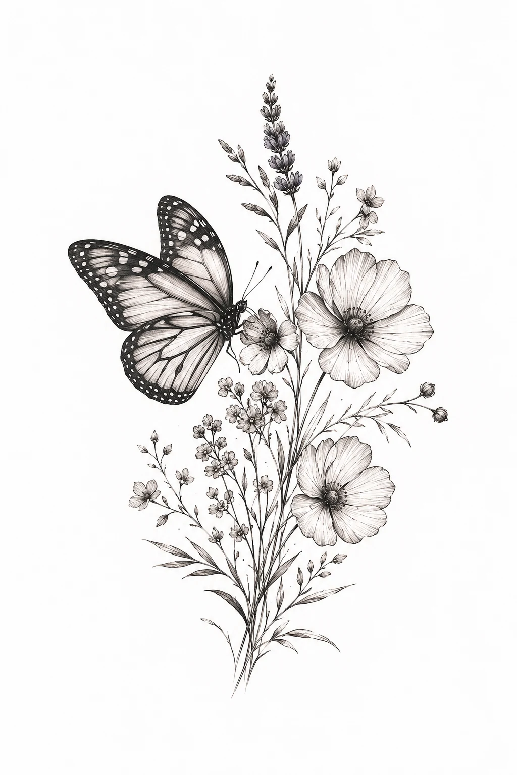 Butterfly With Wildflowers — butterfly hip tattoo style outfit