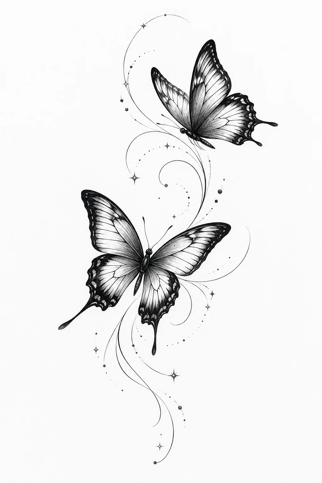 Two Butterflies in Flight — butterfly hip tattoo style outfit