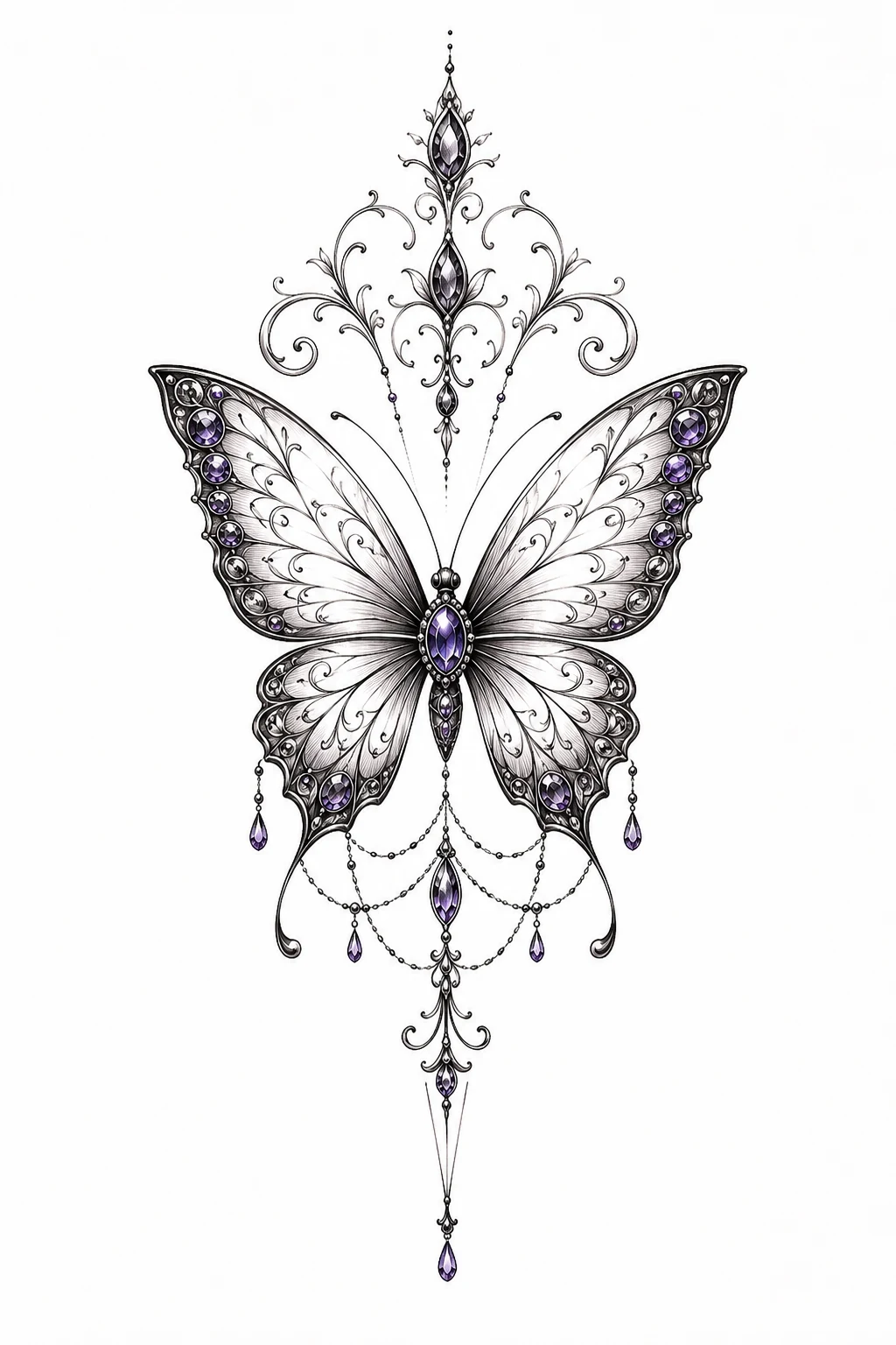 Ornamental Jewel Butterfly — butterfly hip tattoo style outfit