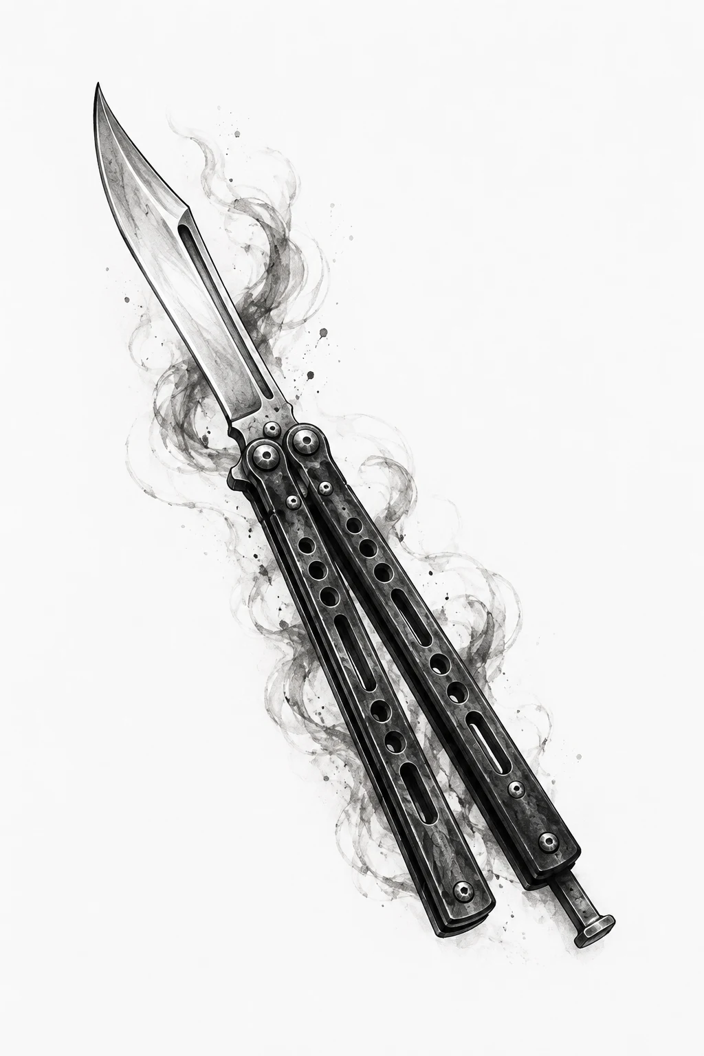 Realistic Butterfly Knife Tattoo — butterfly knife tattoo style outfit