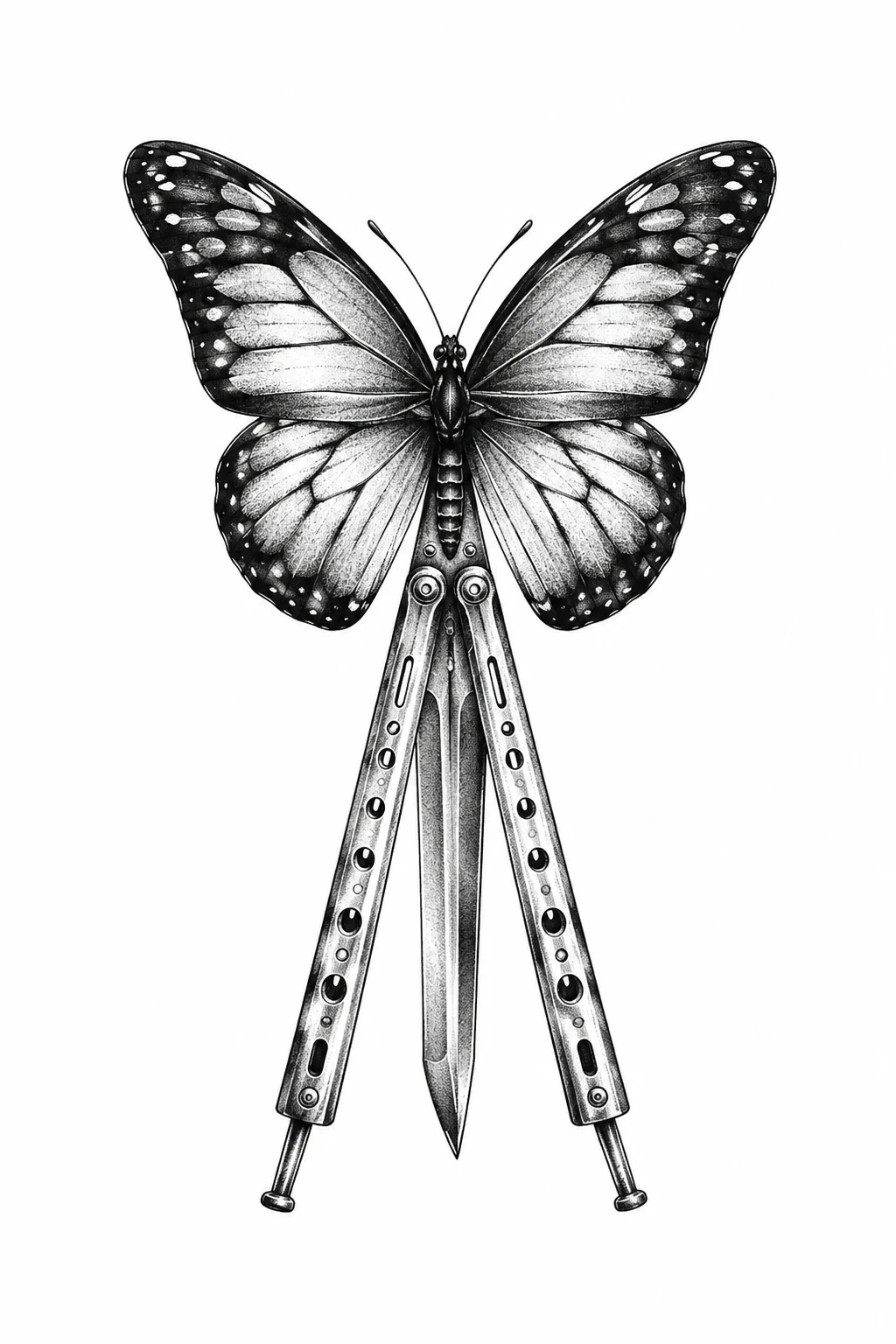 Butterfly Knife Tattoo With a Butterfly — butterfly knife tattoo style outfit